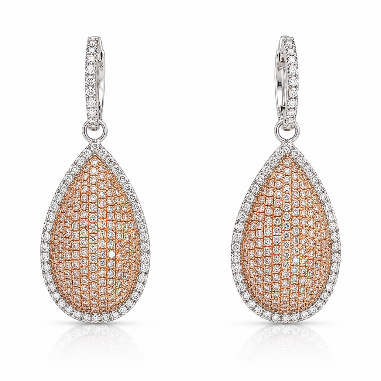 White Gold Pink Diamond Earrings