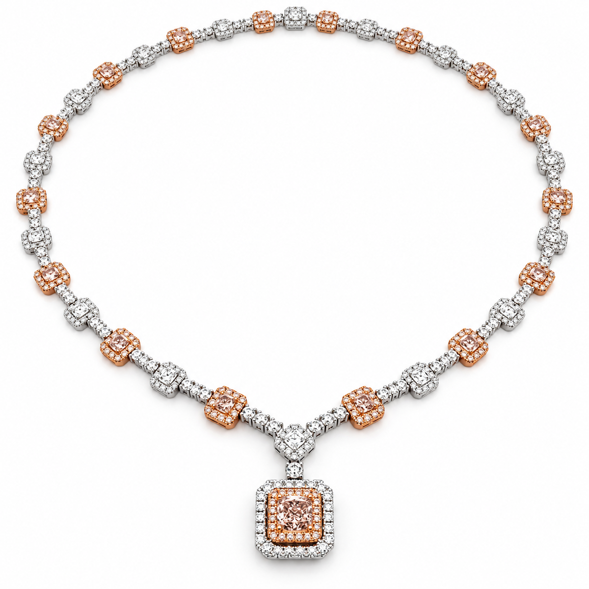 White Gold Pink Diamond Necklace