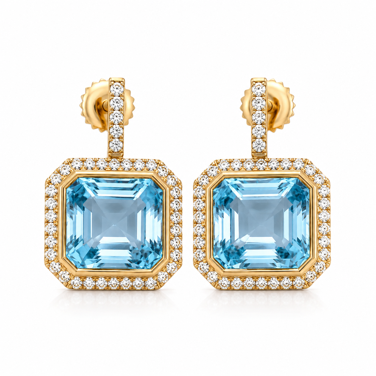 Blue Topaz and Diamond Earrings