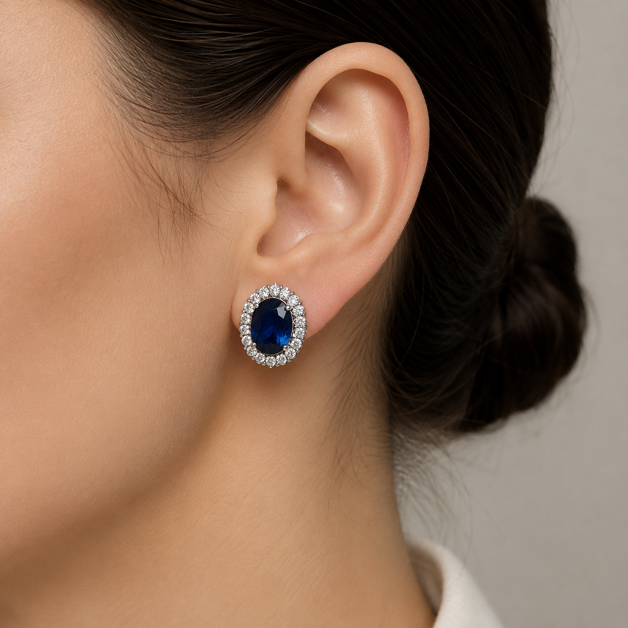 White Gold Sapphire and Diamond Earrings