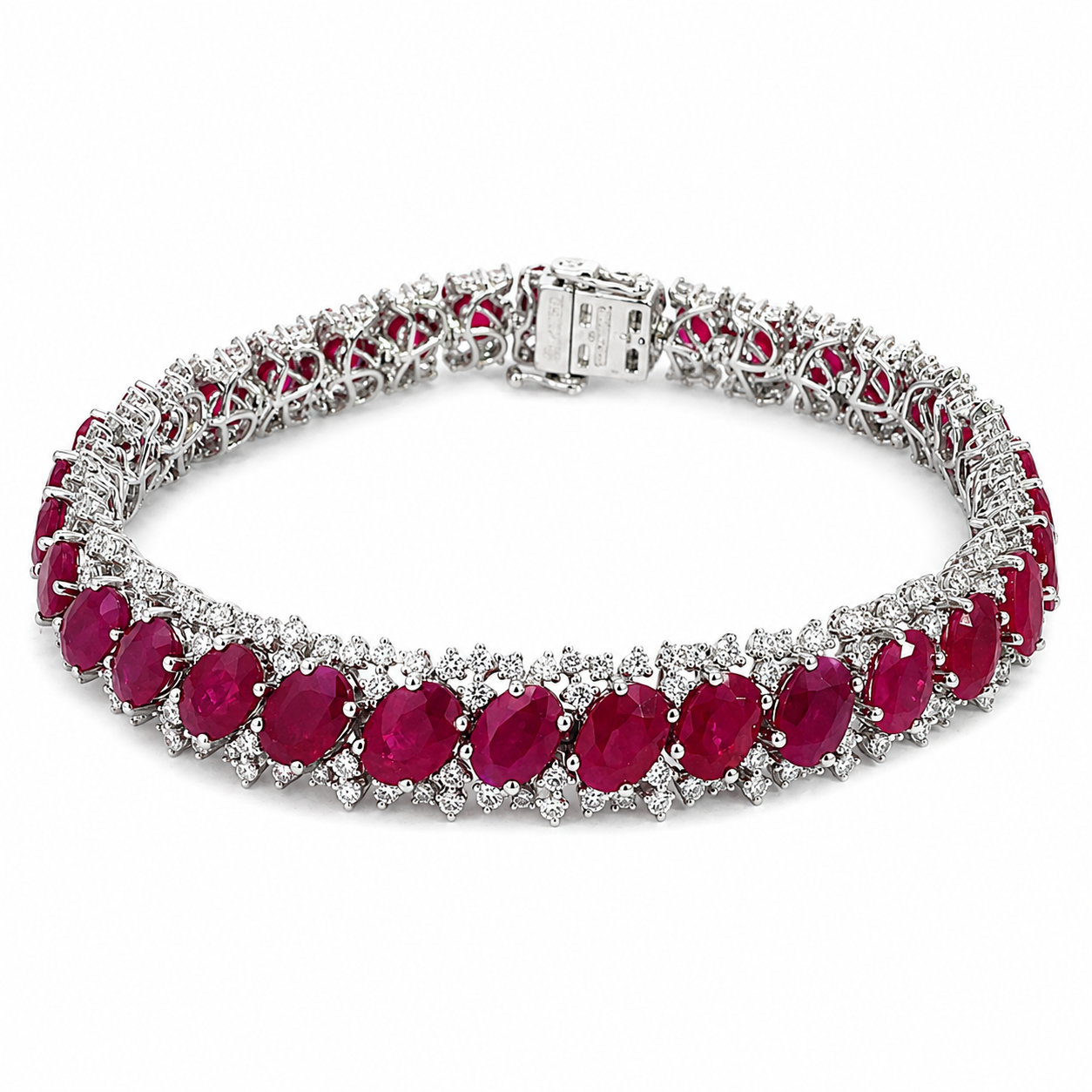White Gold Ruby and Diamond Bracelet