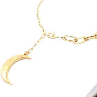 Yellow Gold Chain Pendant Y-Shape Necklace with Diamond Only Stones