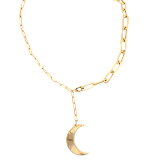 Yellow Gold Chain Pendant Y-Shape Necklace with Diamond Only Stones