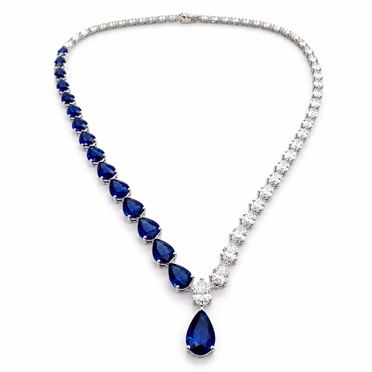 White Gold Sapphire and Diamond Necklace