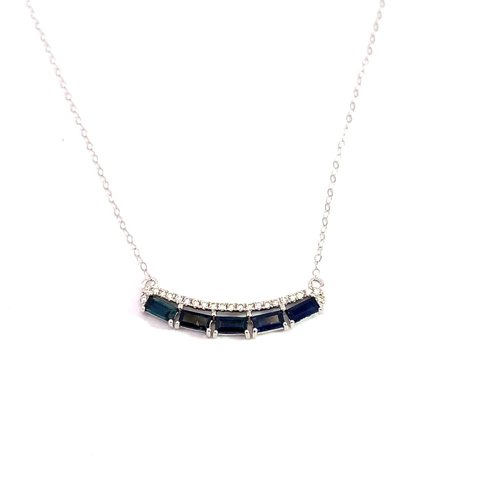 White Gold Sapphire and Diamond Necklace