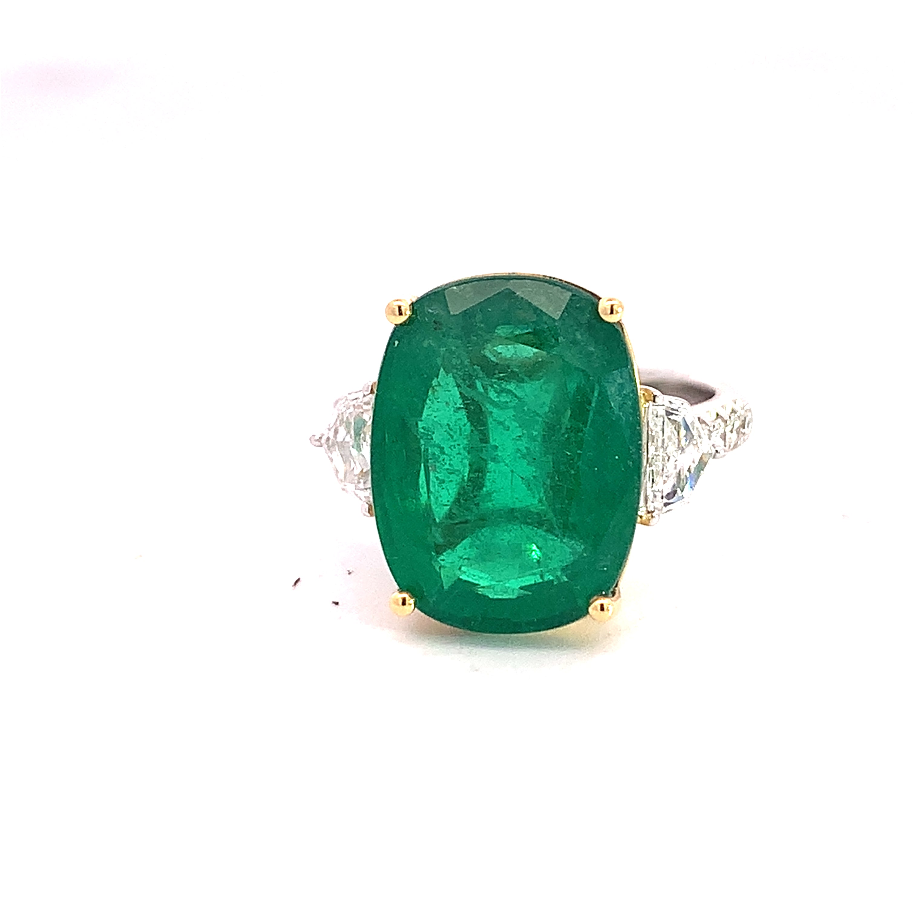 White Gold Emerald and Diamond Ring