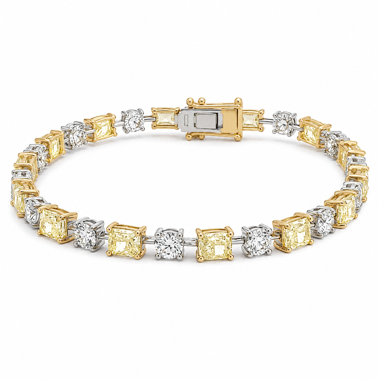 White Gold Yellow and White Diamond Bracelet
