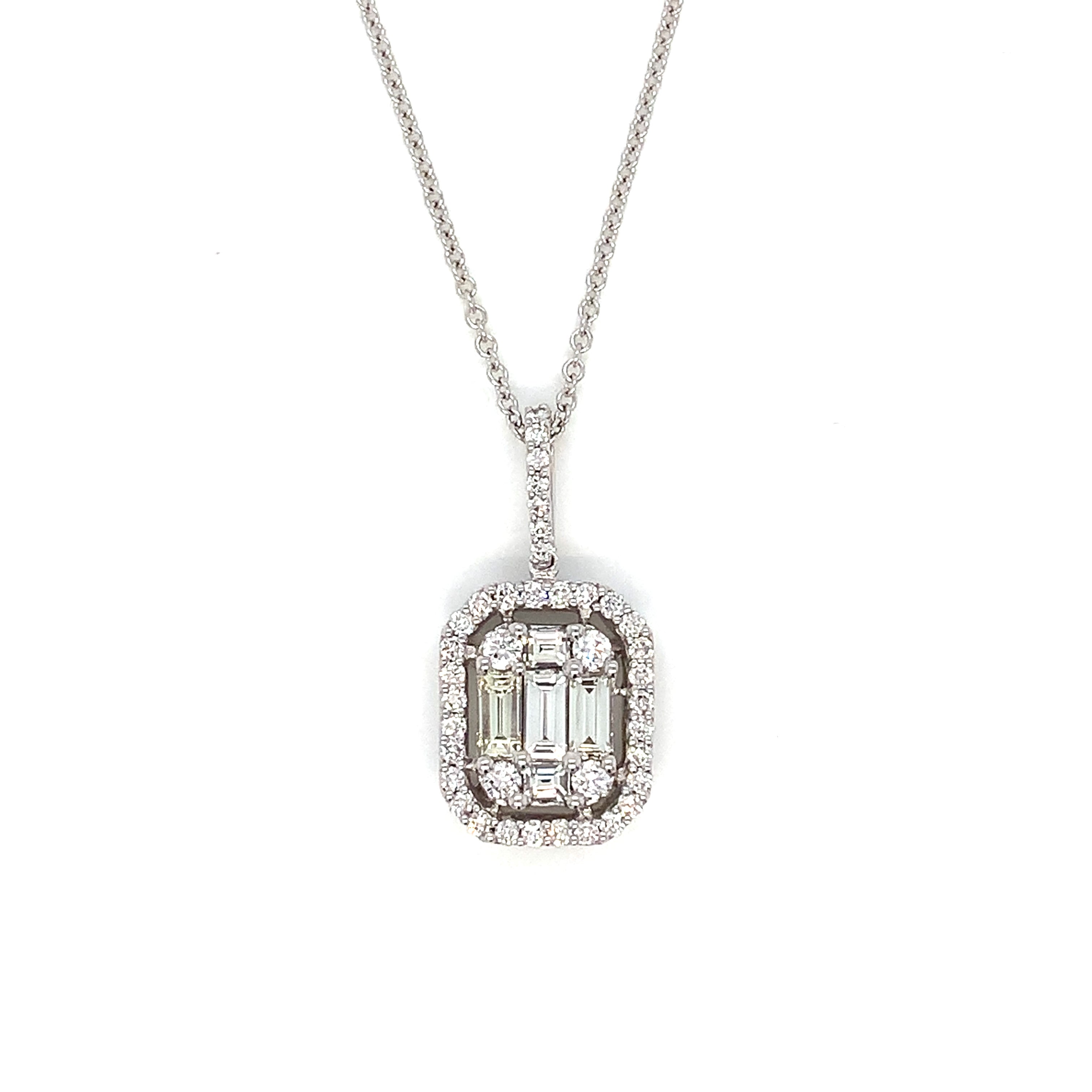 White Gold Pendant Necklace with Diamond Only Stones