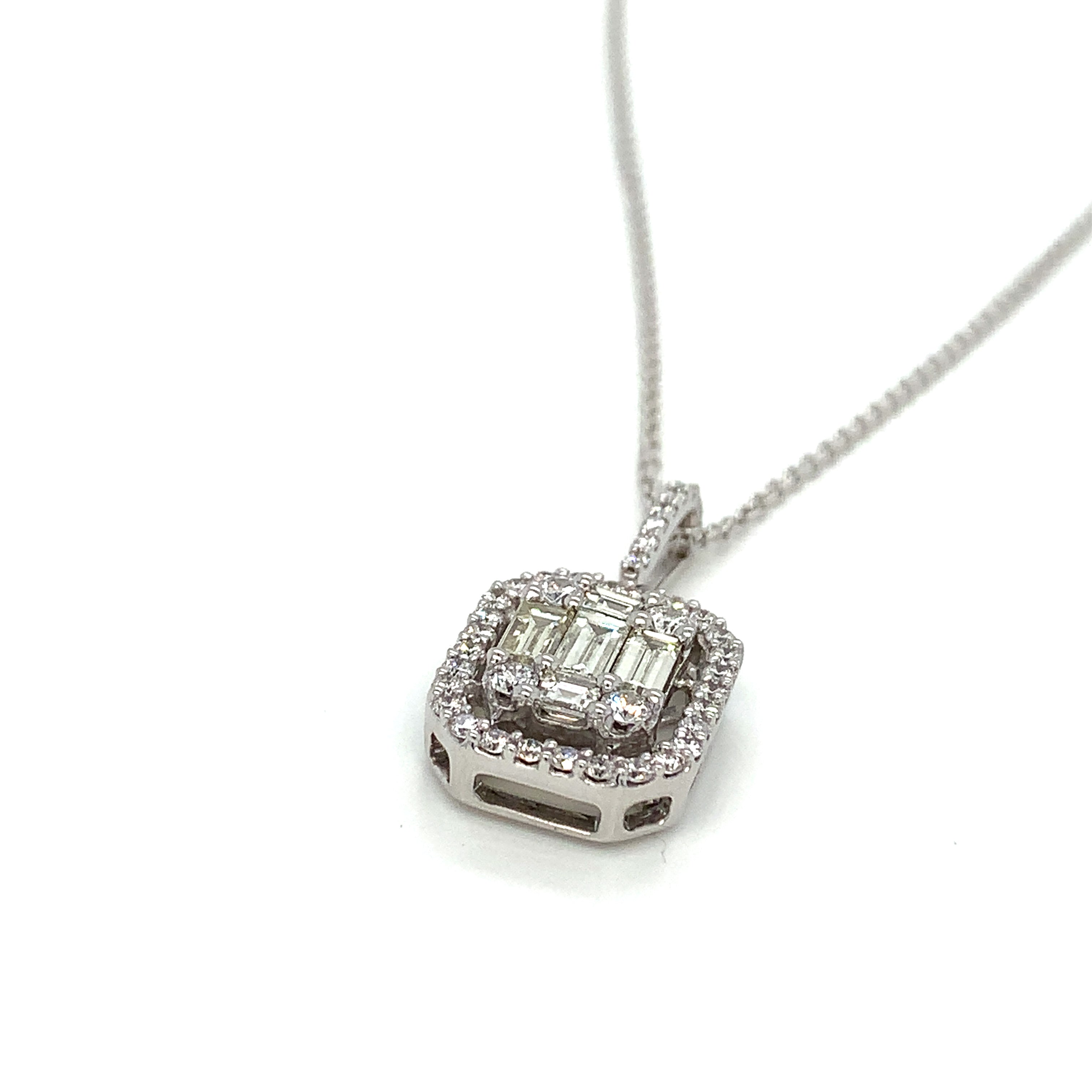 White Gold Pendant Necklace with Diamond Only Stones
