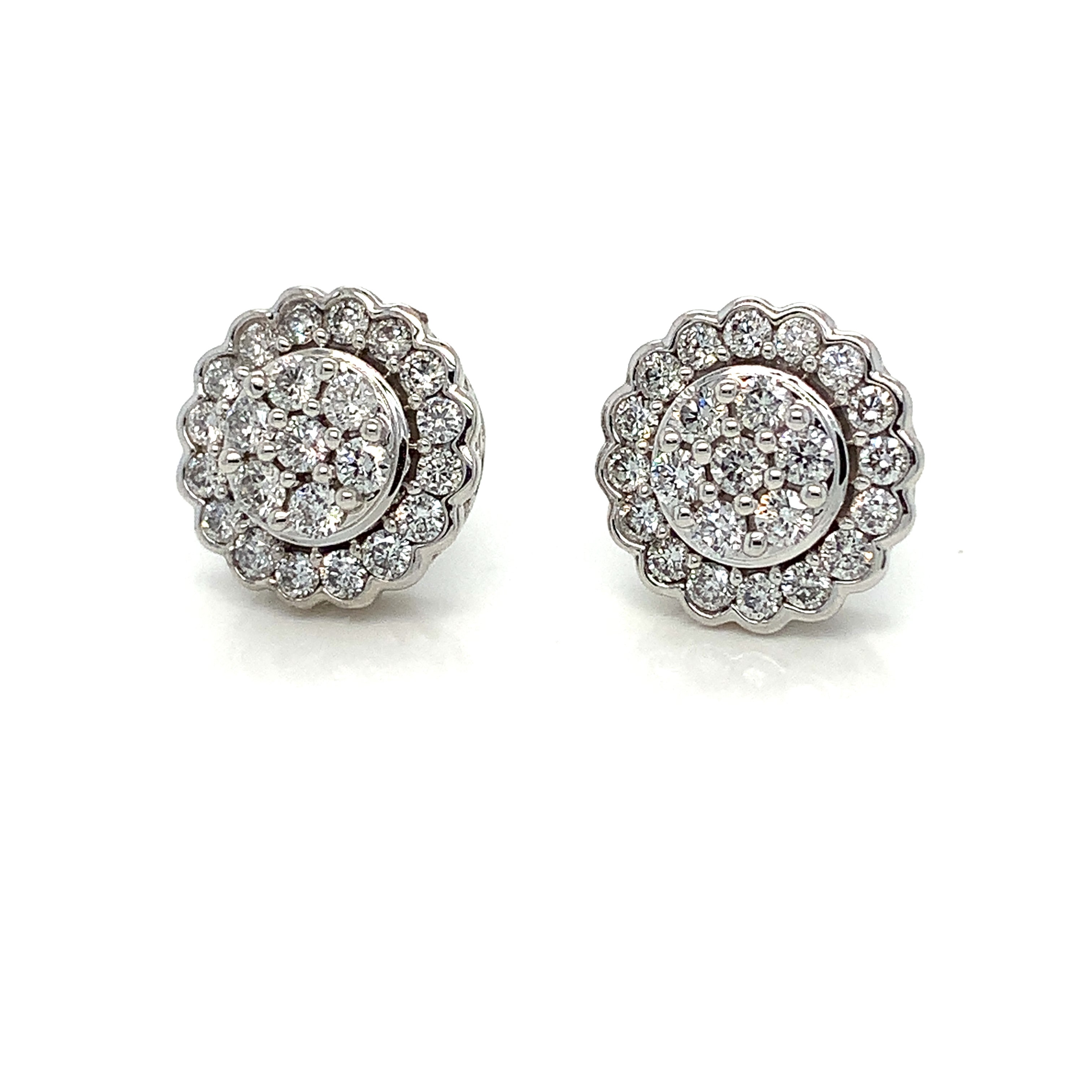 White Gold Stud Earrings with Diamond Only Stones
