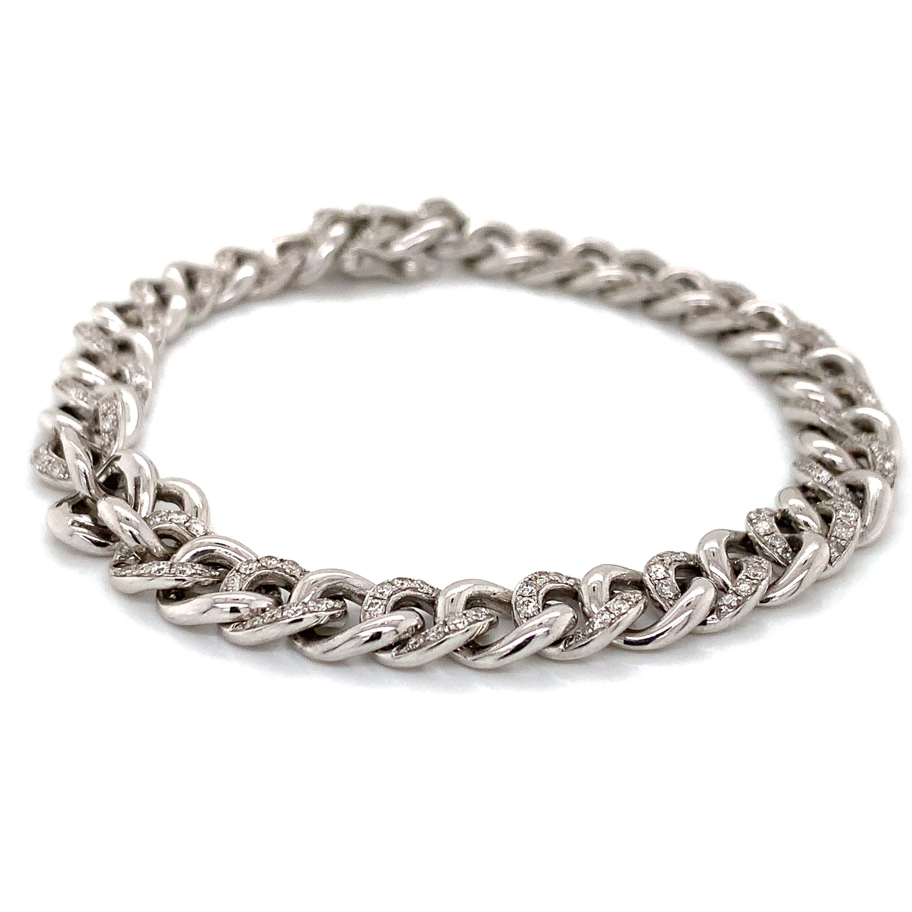 White Gold Chain Bracelet with Diamond Only Stones