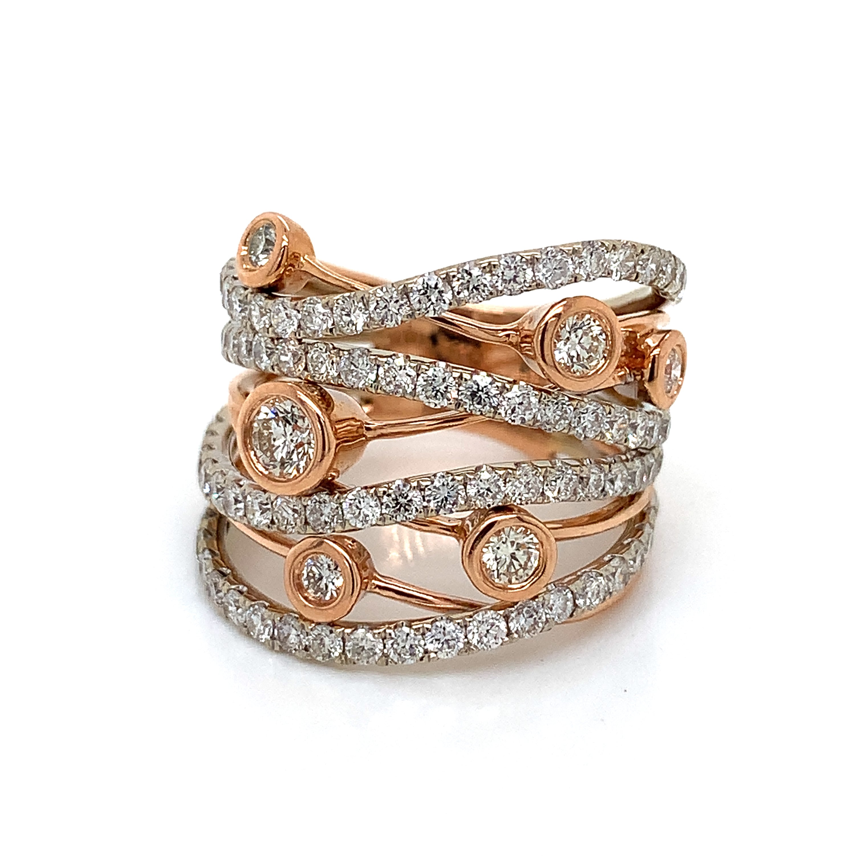 Yellow Gold Rose Gold Ring with Diamond Only Stones