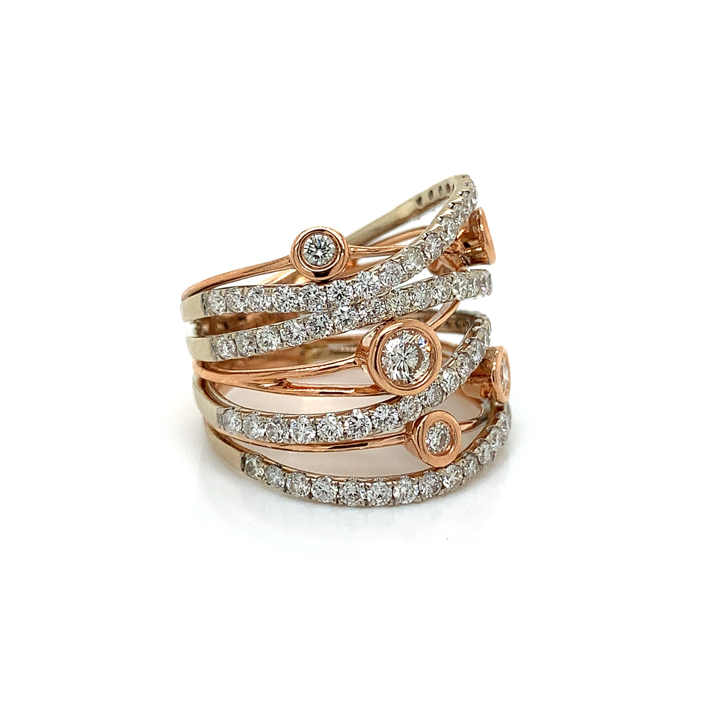 Yellow Gold Rose Gold Ring with Diamond Only Stones