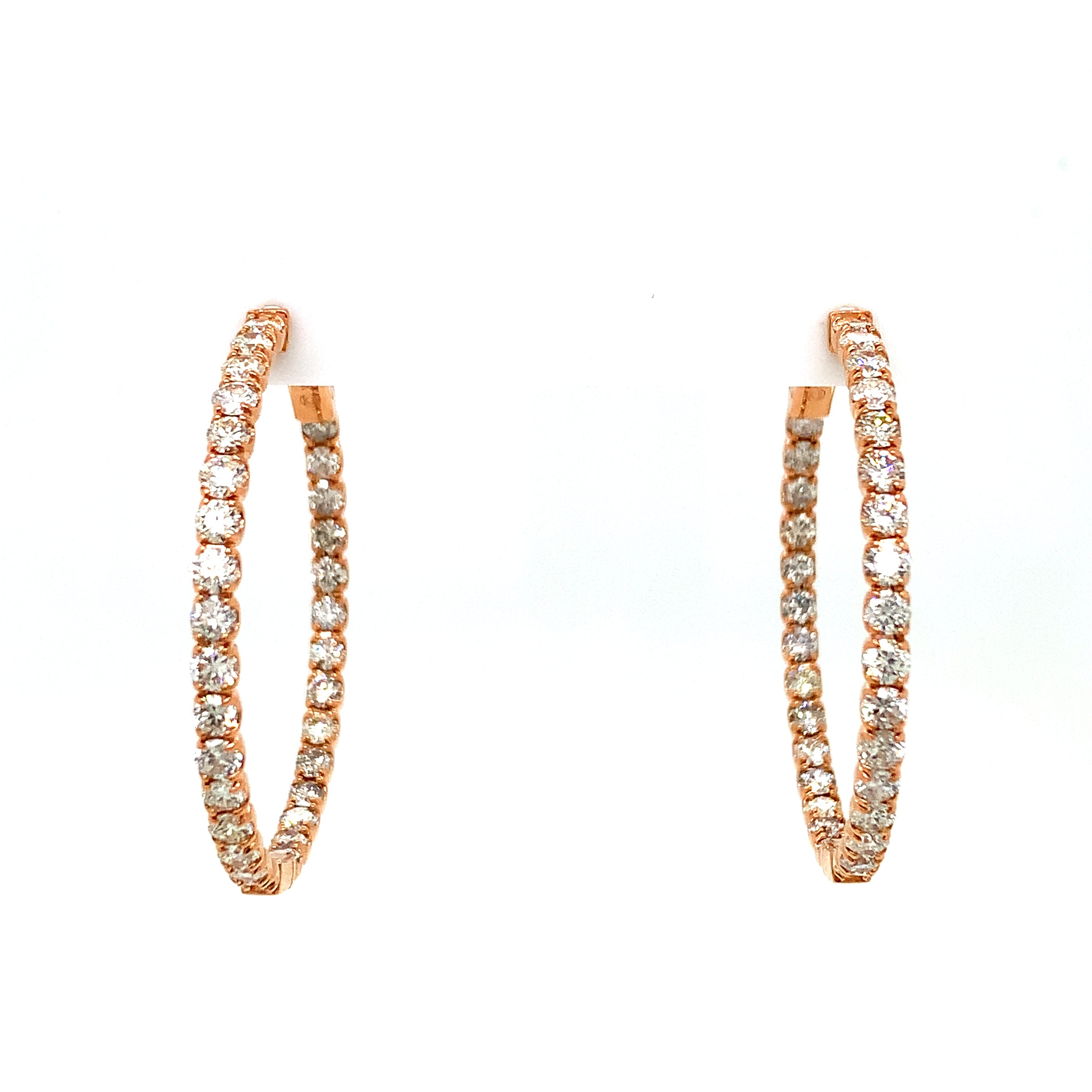 Rose Gold Hoop Earrings with Diamond Only Stones