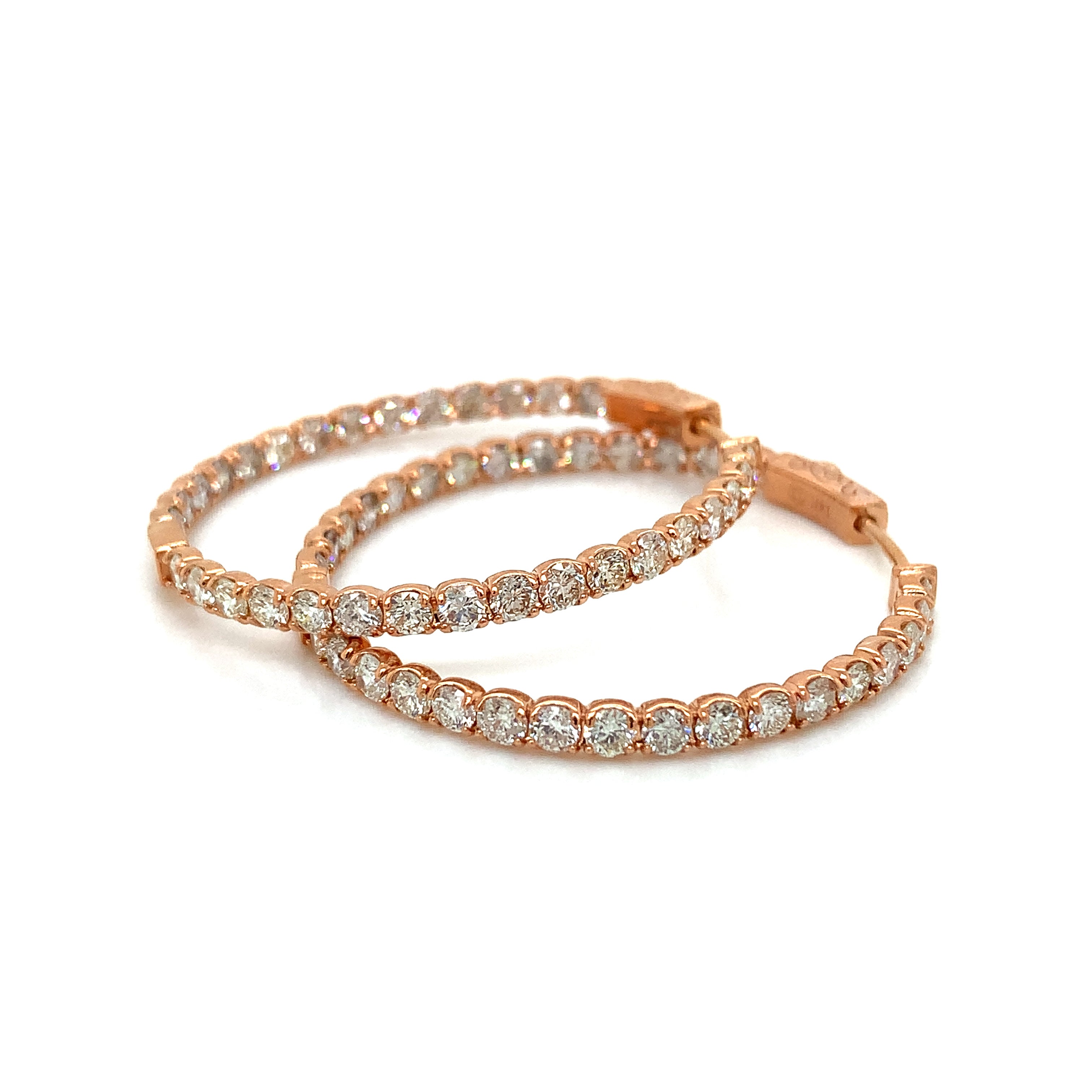 Rose Gold Hoop Earrings with Diamond Only Stones