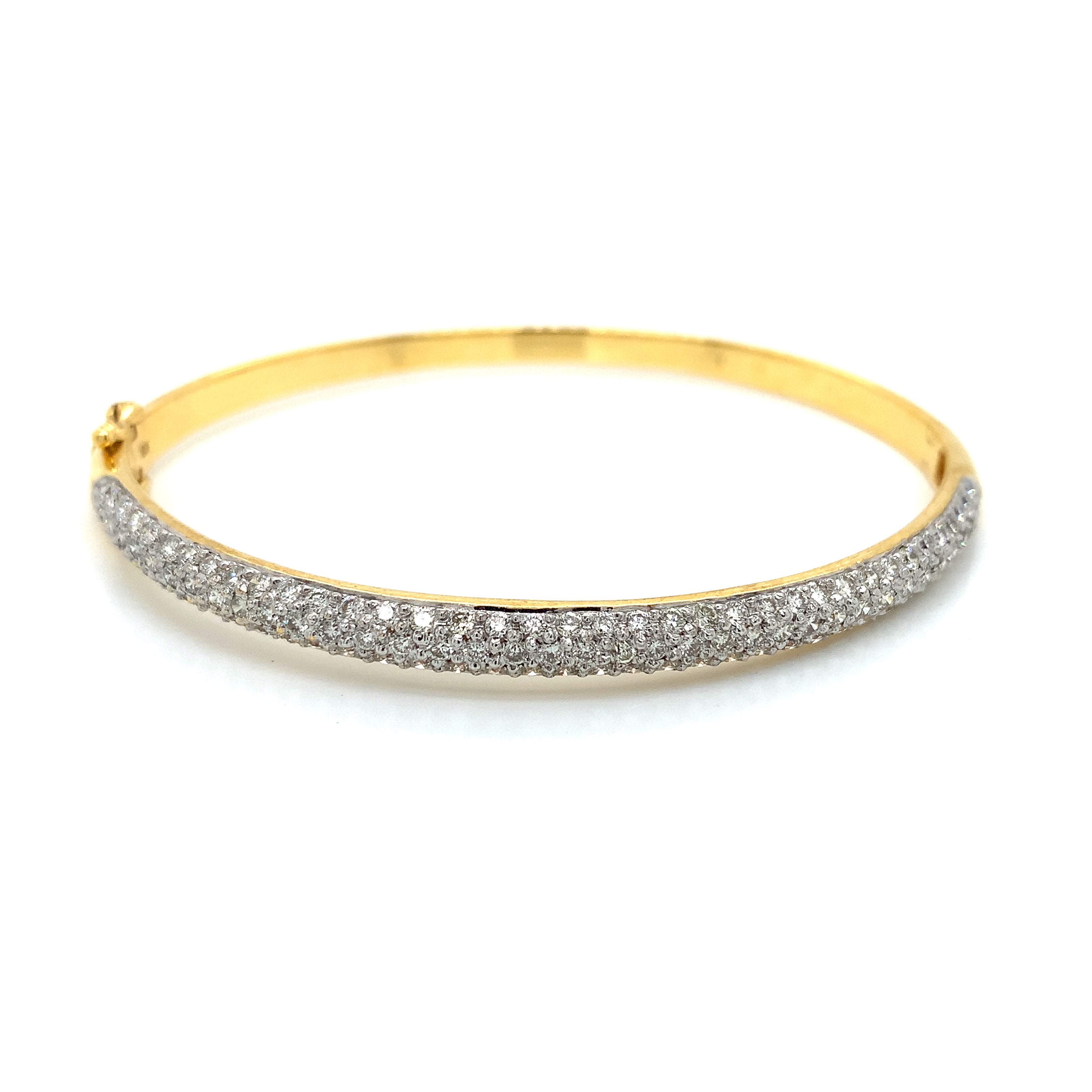 Yellow Gold Bangle Bracelet with Diamond Only Stones