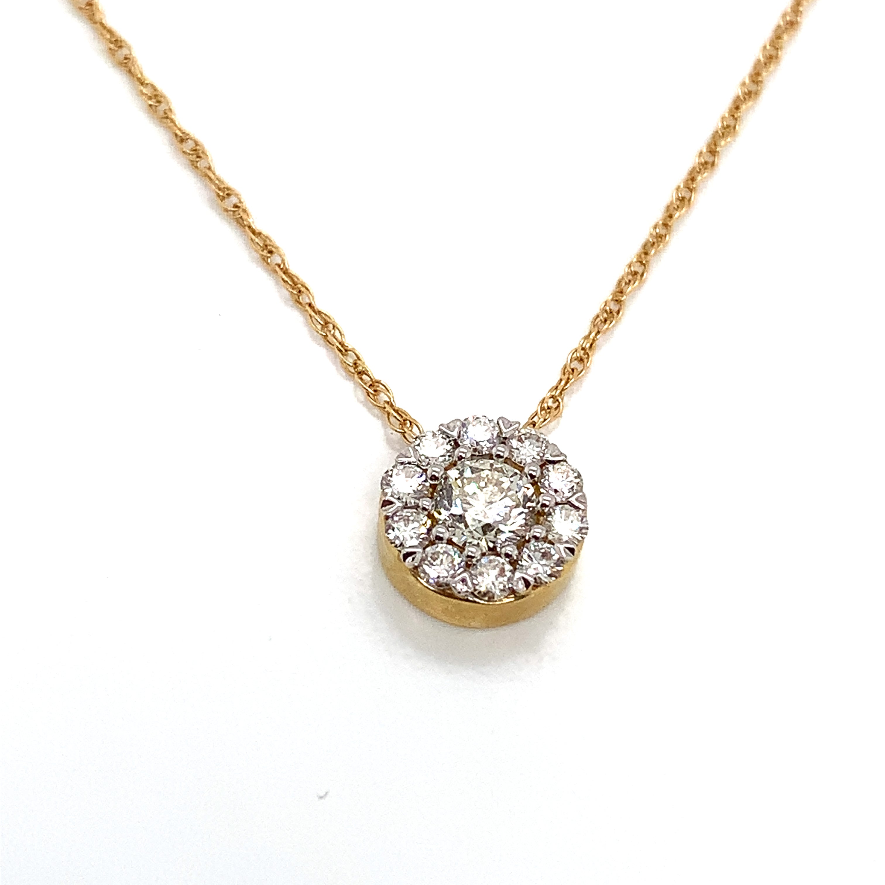 Yellow Gold Pendant Necklace with Diamond Only Stones