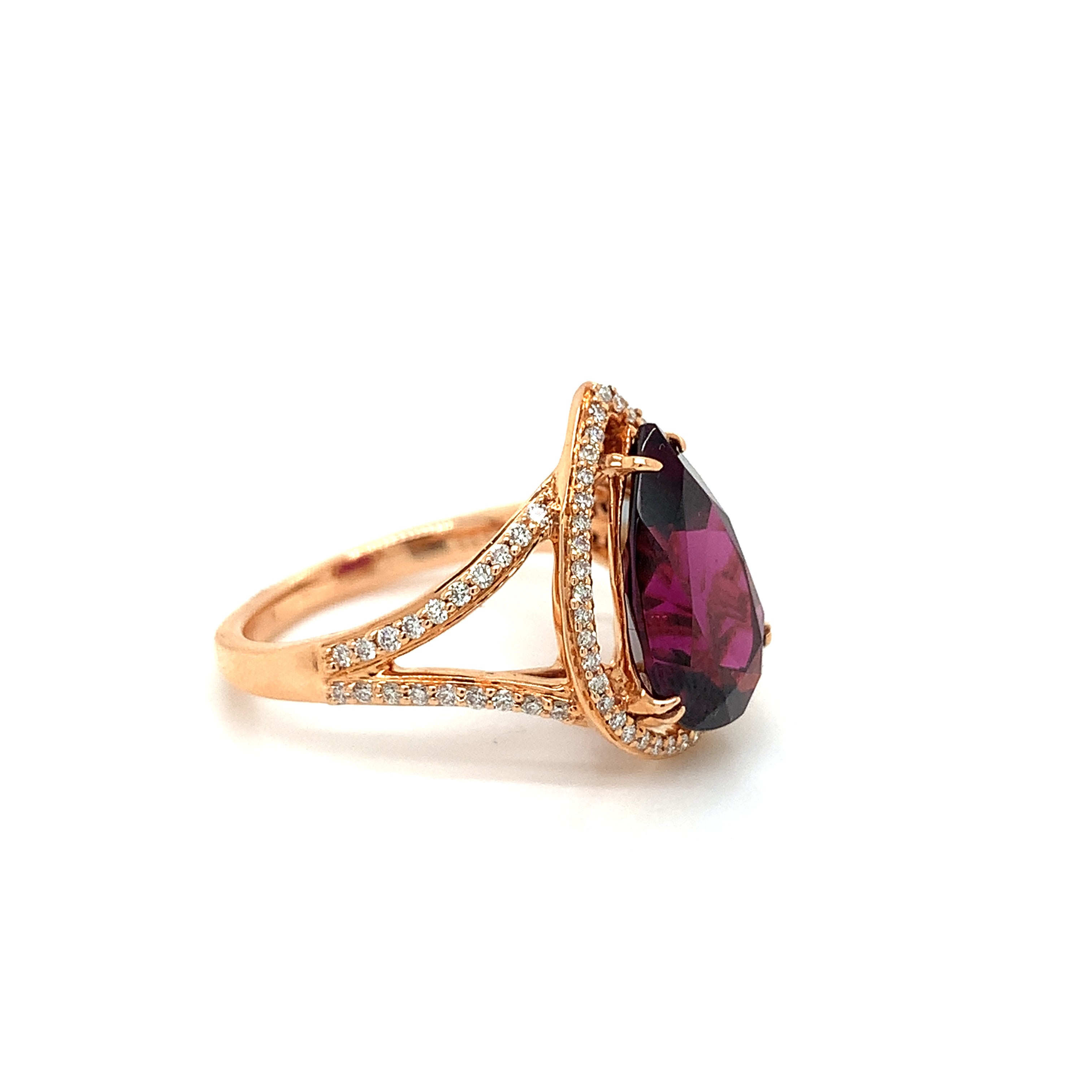 Rose Gold Ring with Rhodolite Stones