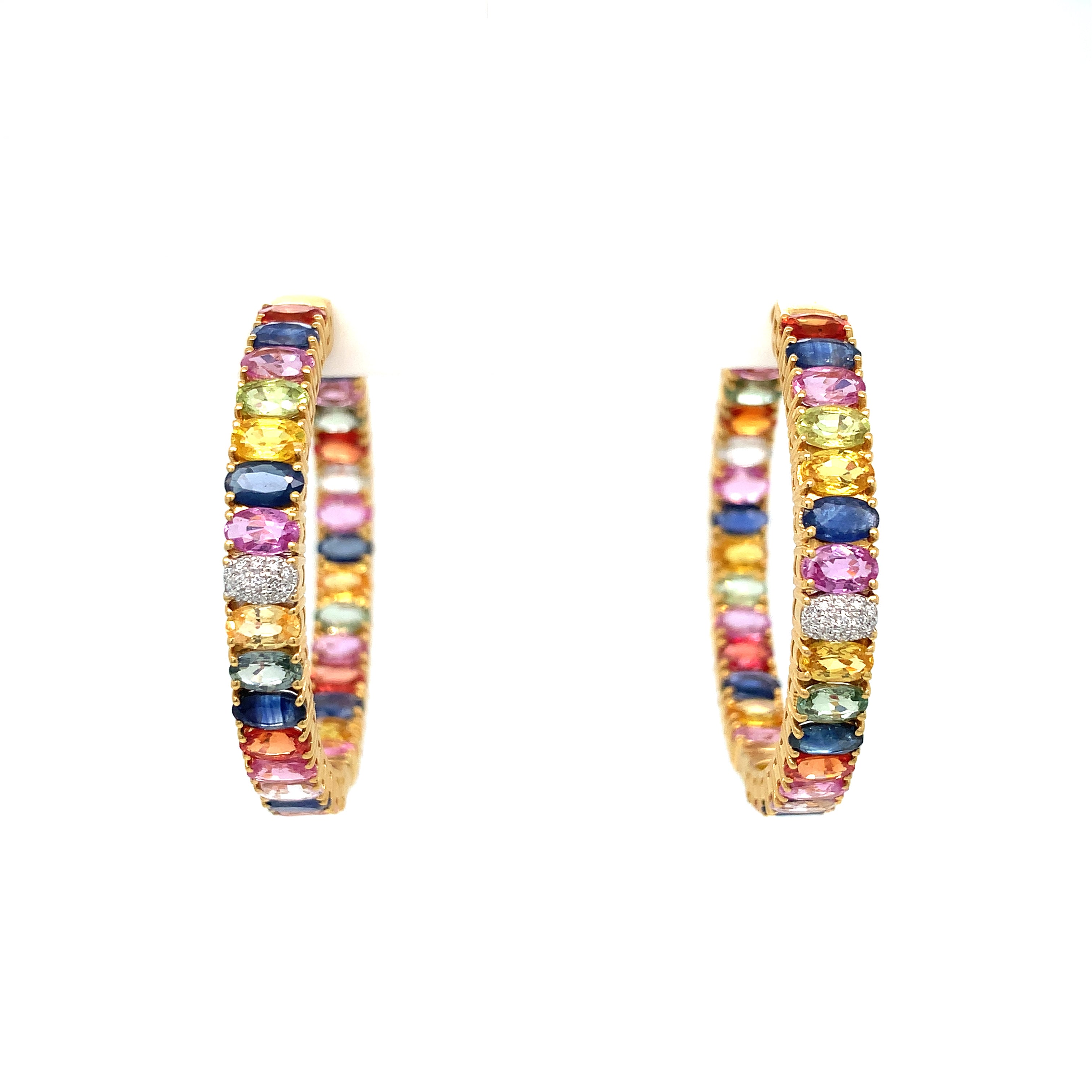 MULTICOLORED SAPPHIRE HOOP EARRINGS