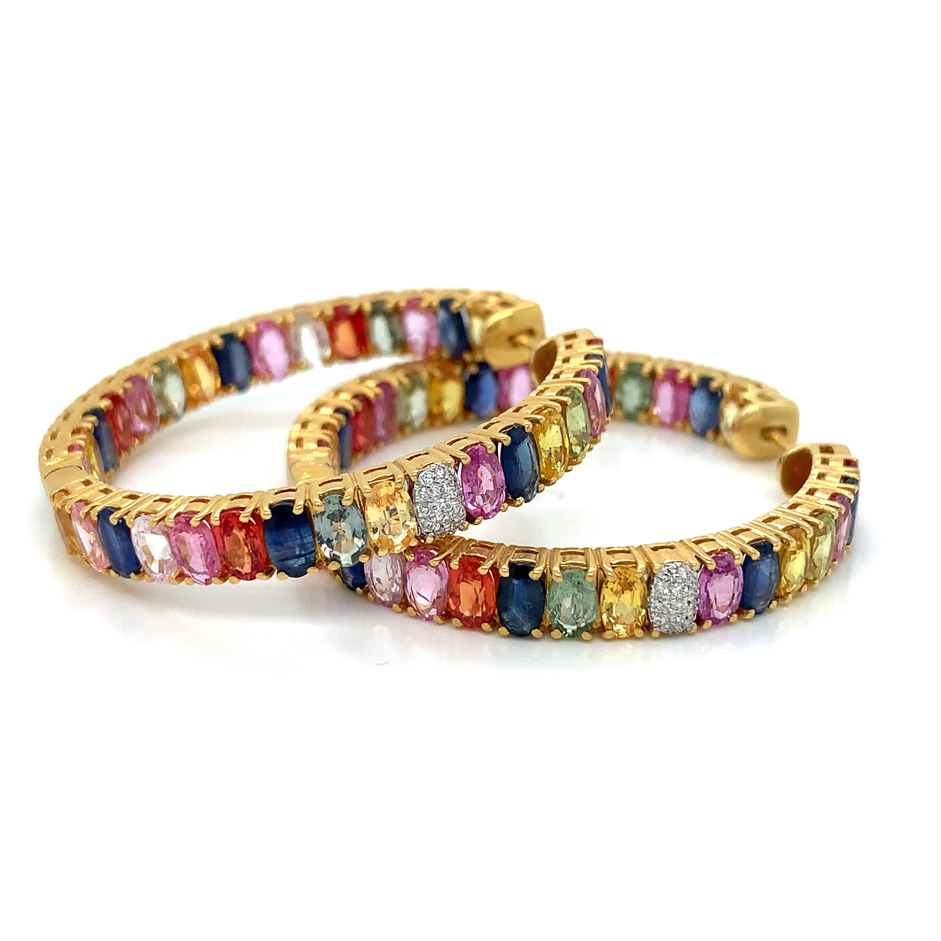MULTICOLORED SAPPHIRE HOOP EARRINGS