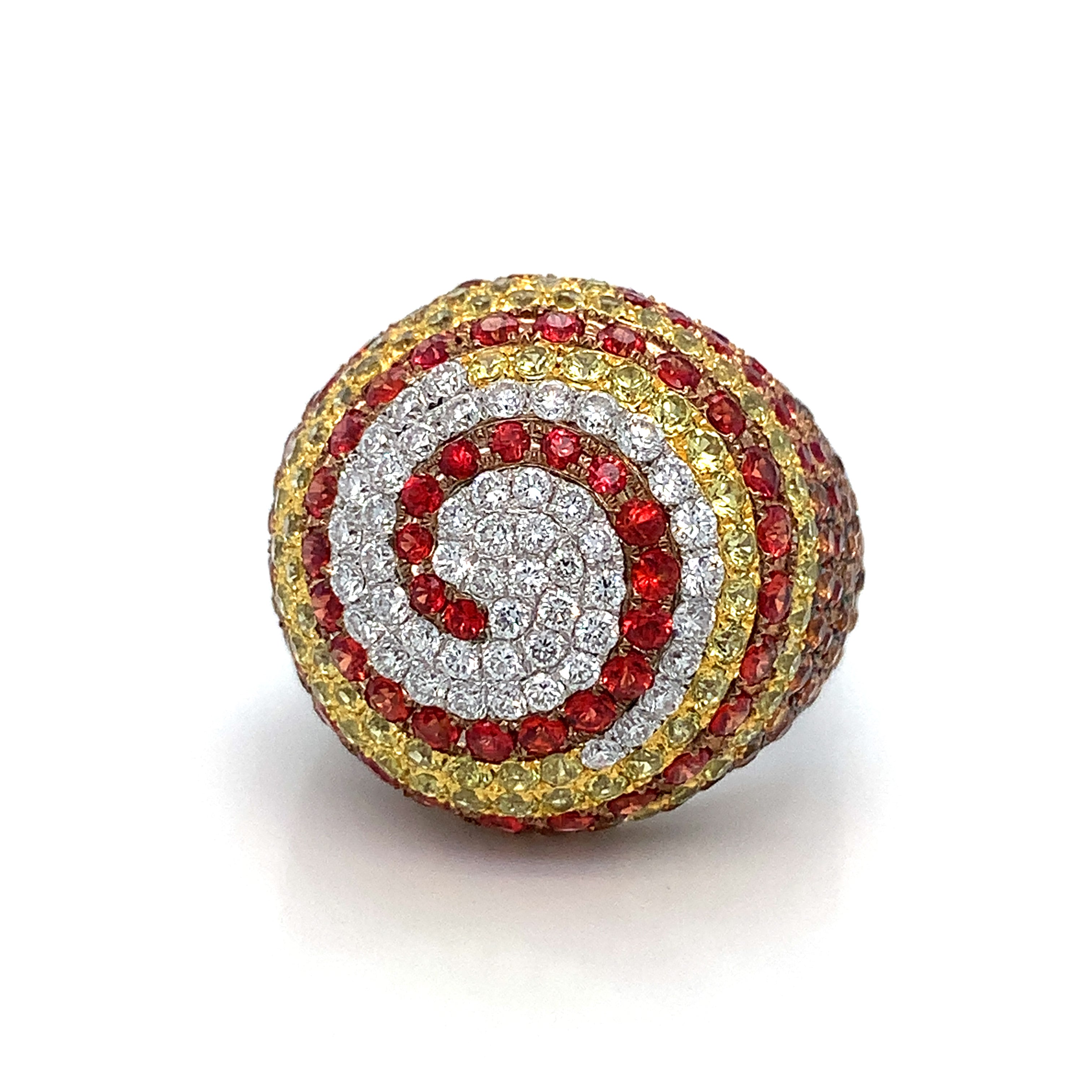 White Gold Ring with Ruby, Sapphire Stones