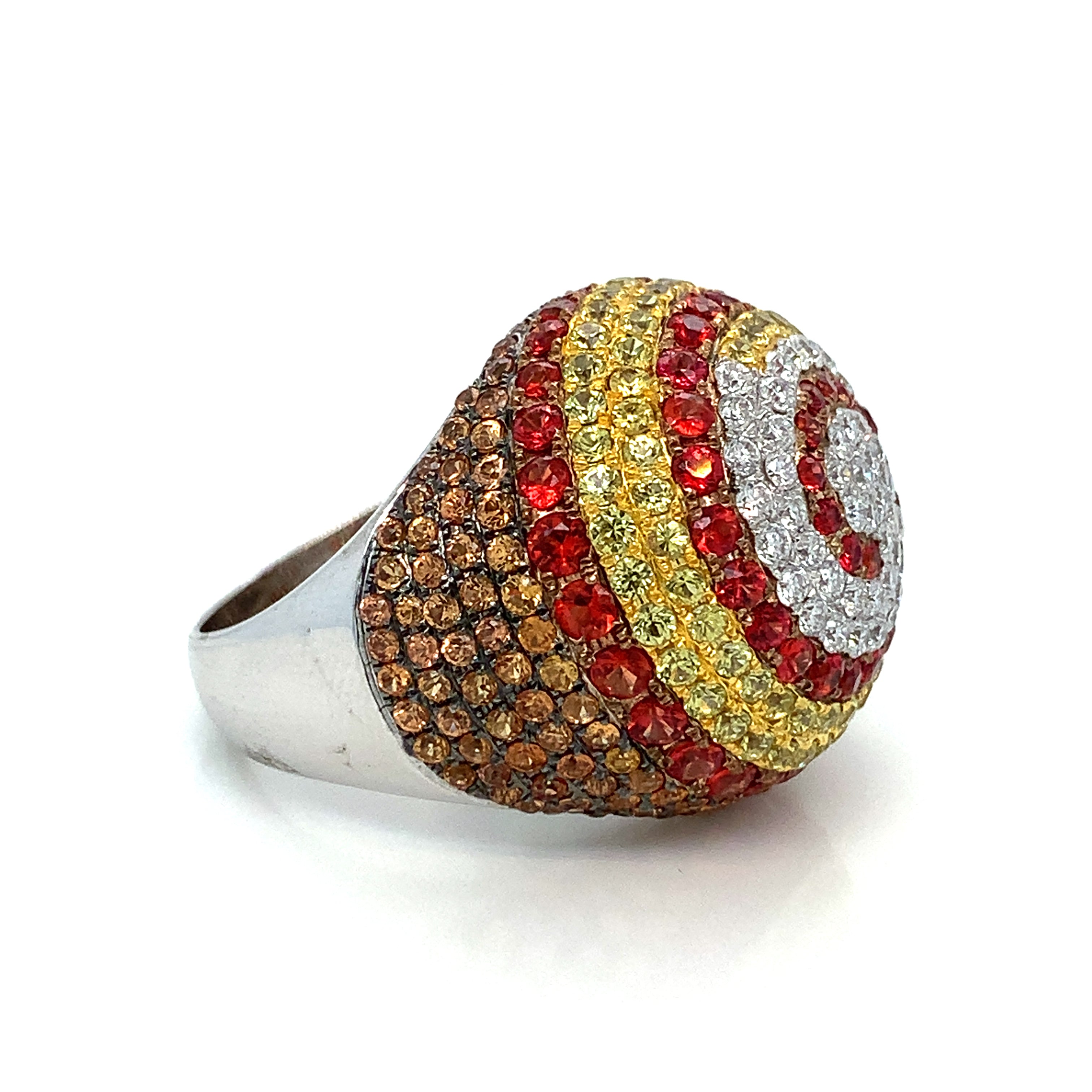White Gold Ring with Ruby, Sapphire Stones