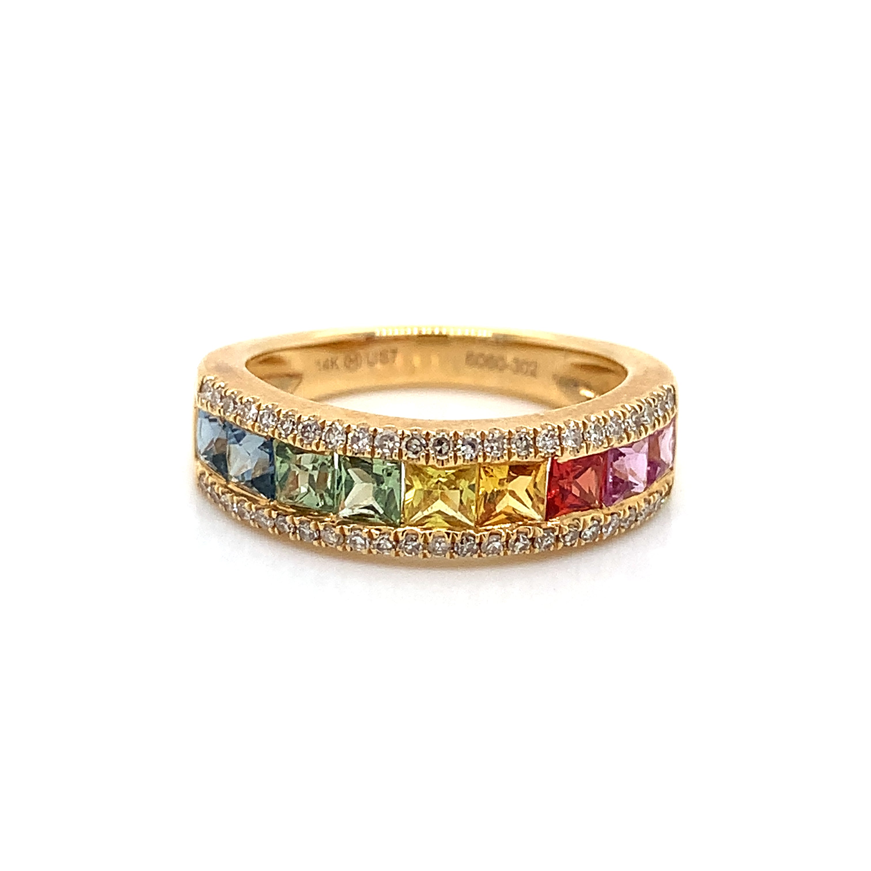 Yellow Gold Ring with Diamond, Sapphire Stones