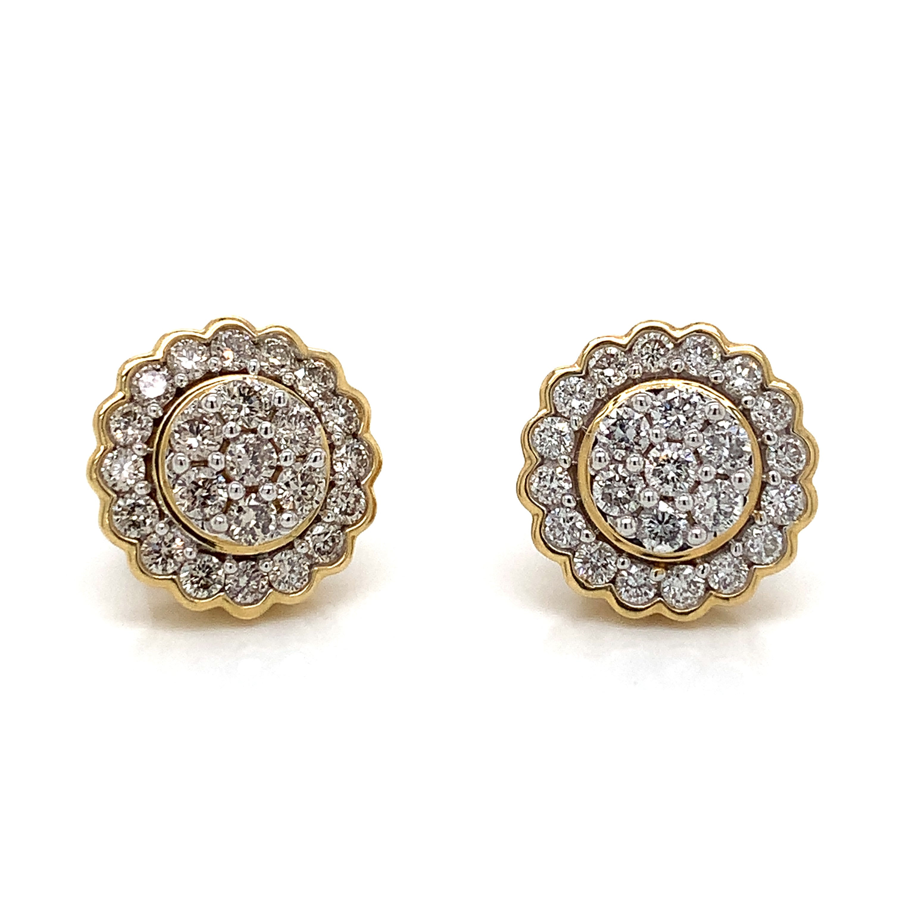 White Gold Stud Earrings with Diamond Only Stones