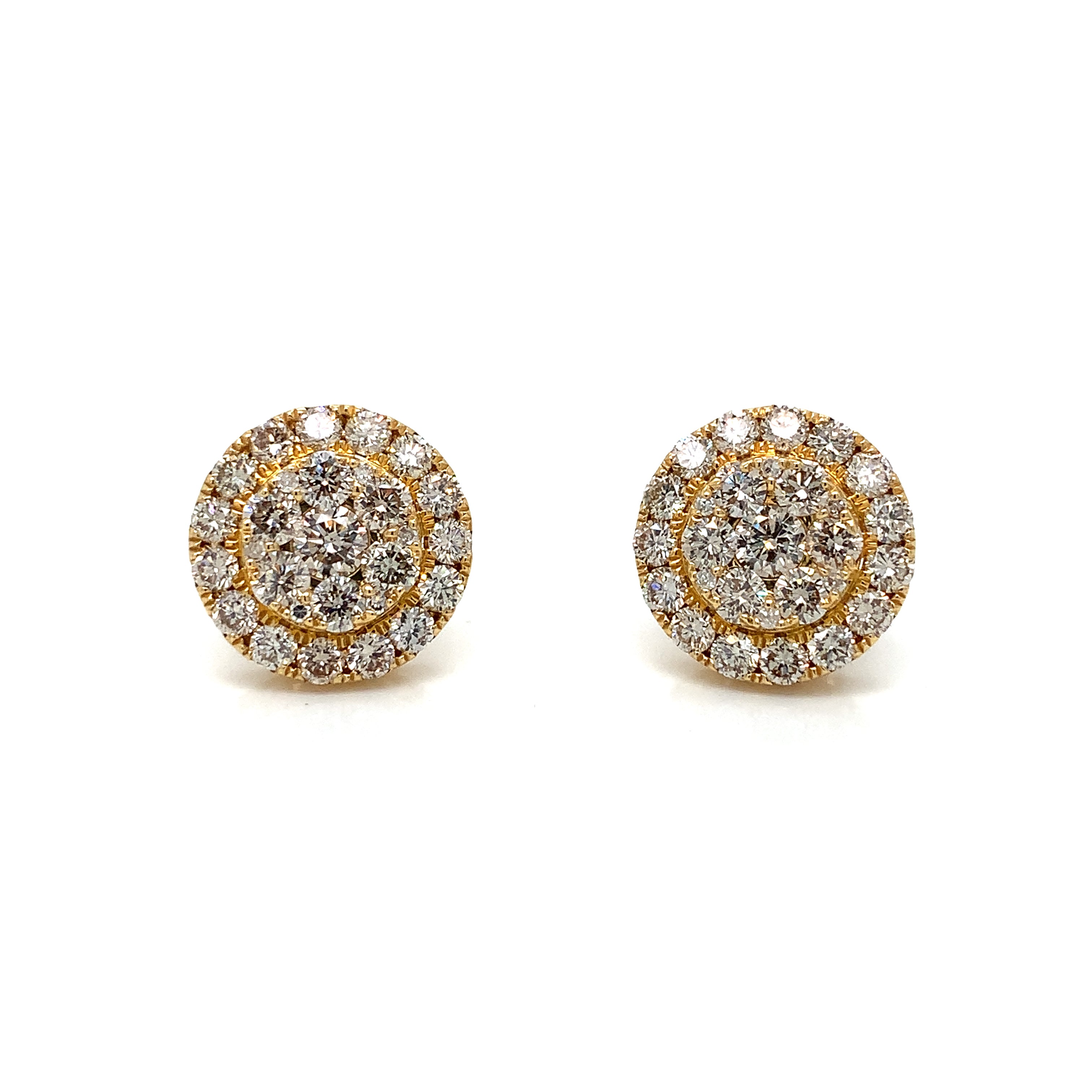 Yellow Gold Stud Earrings with Diamond Only Stones