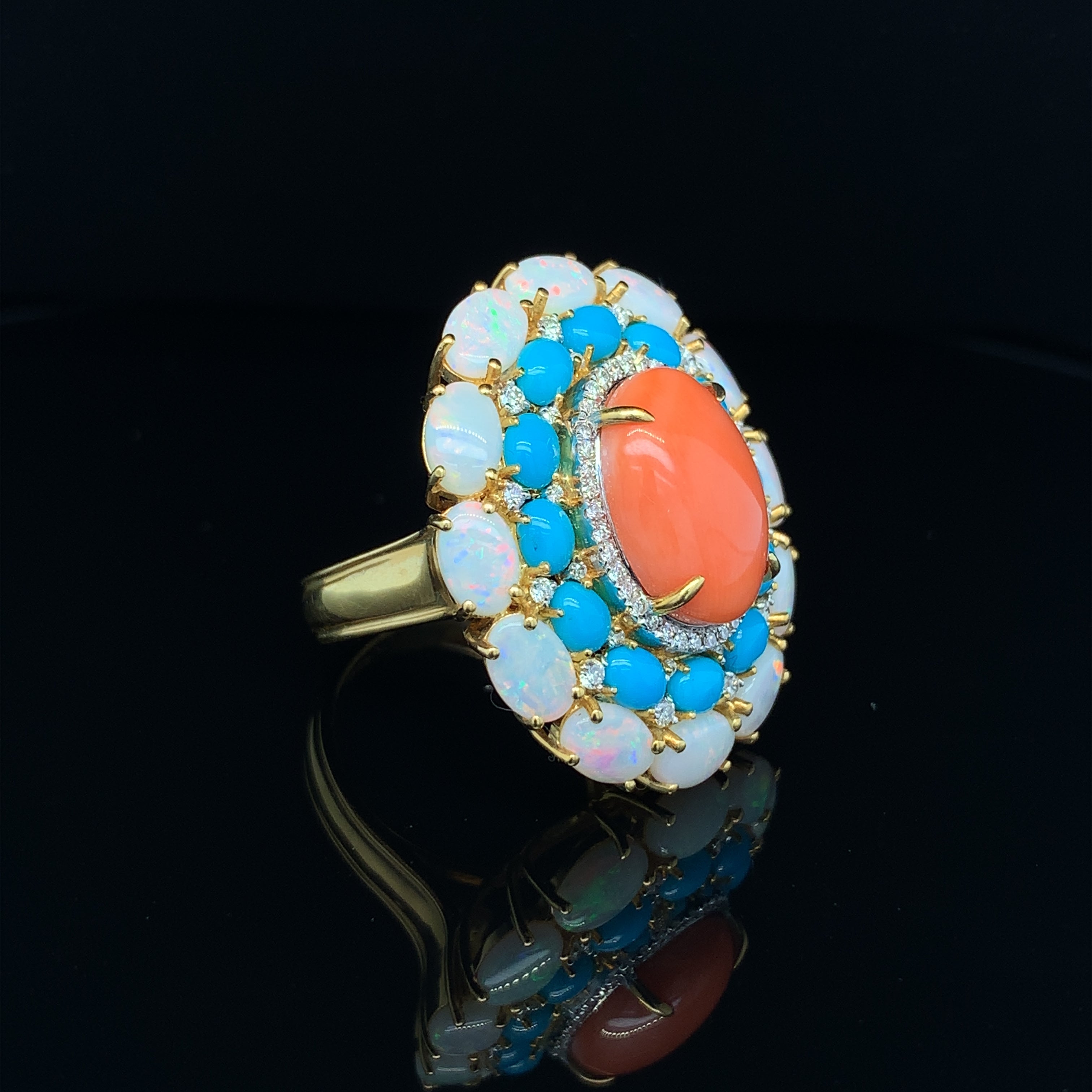 OPAL TURQUOISE CORAL RING