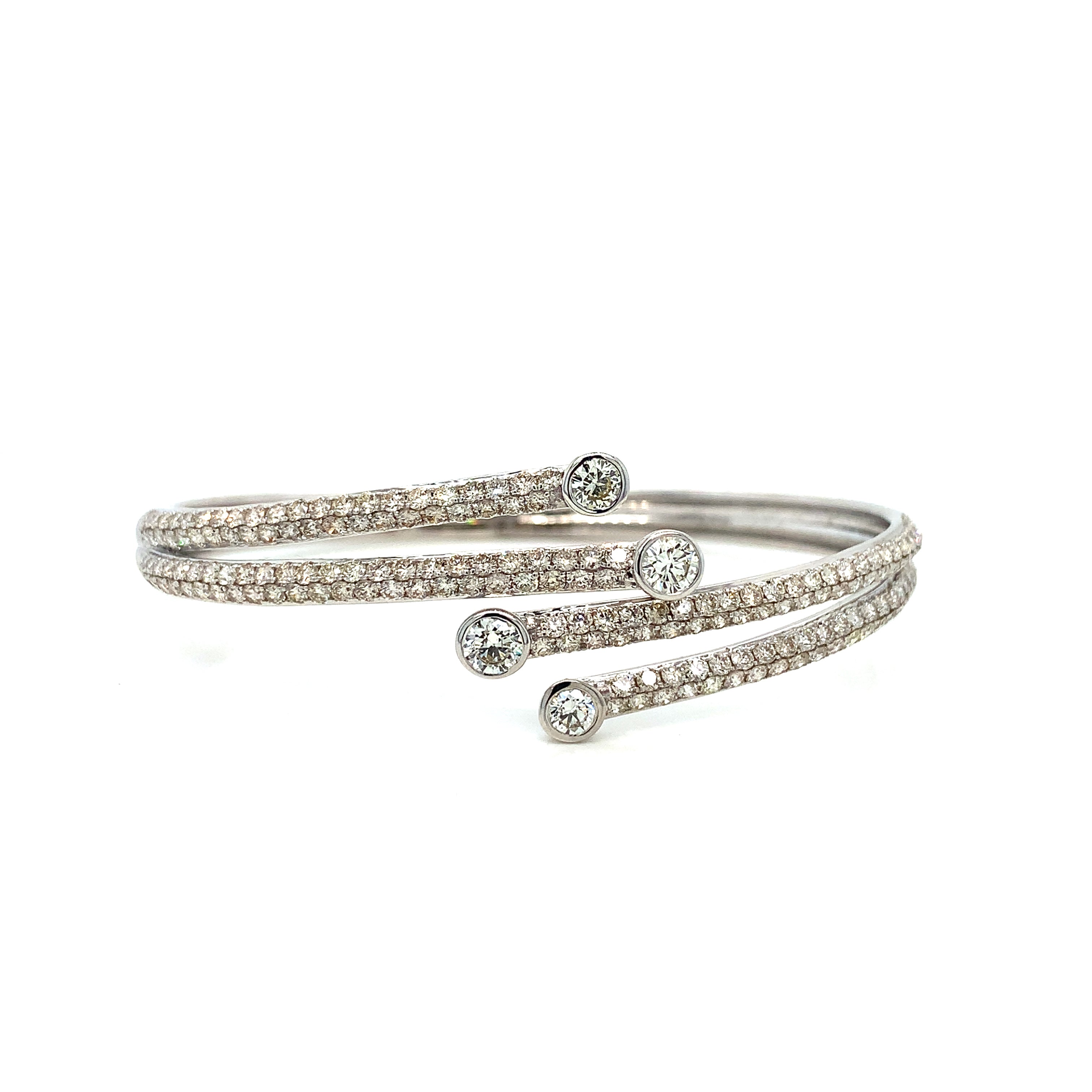 White Gold Bangle Bracelet with Diamond Only Stones
