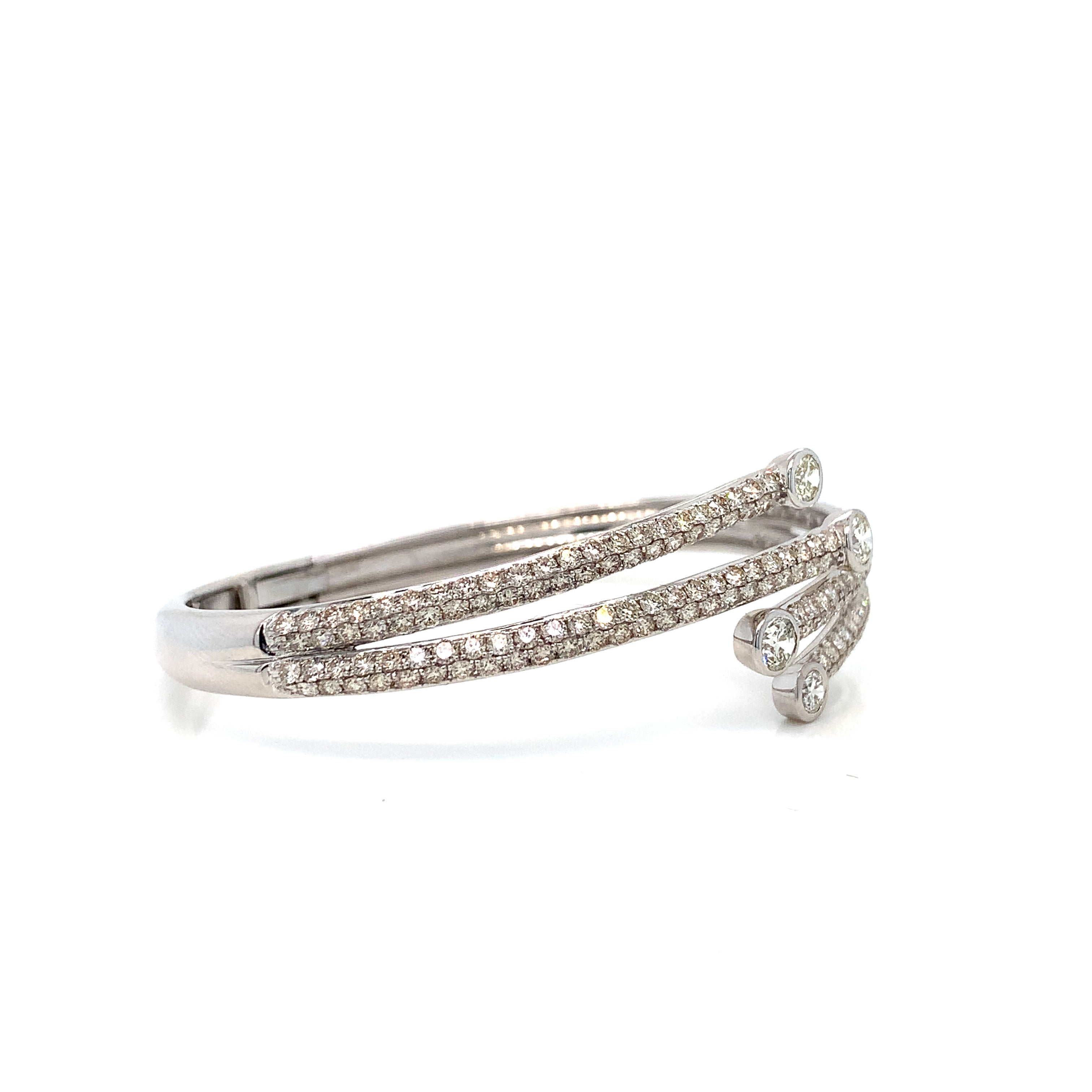 White Gold Bangle Bracelet with Diamond Only Stones