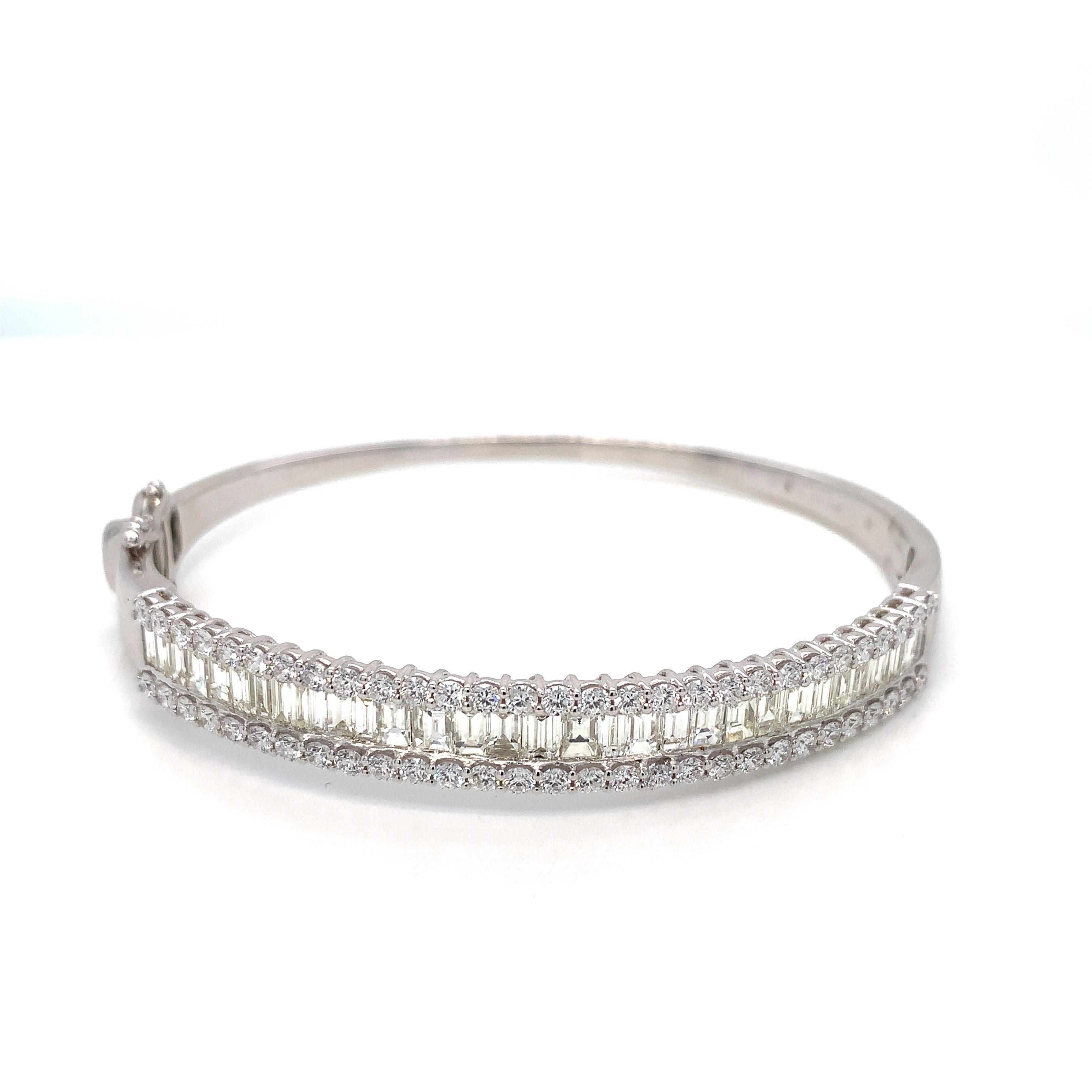 White Gold Bangle Bracelet with Diamond Only Stones