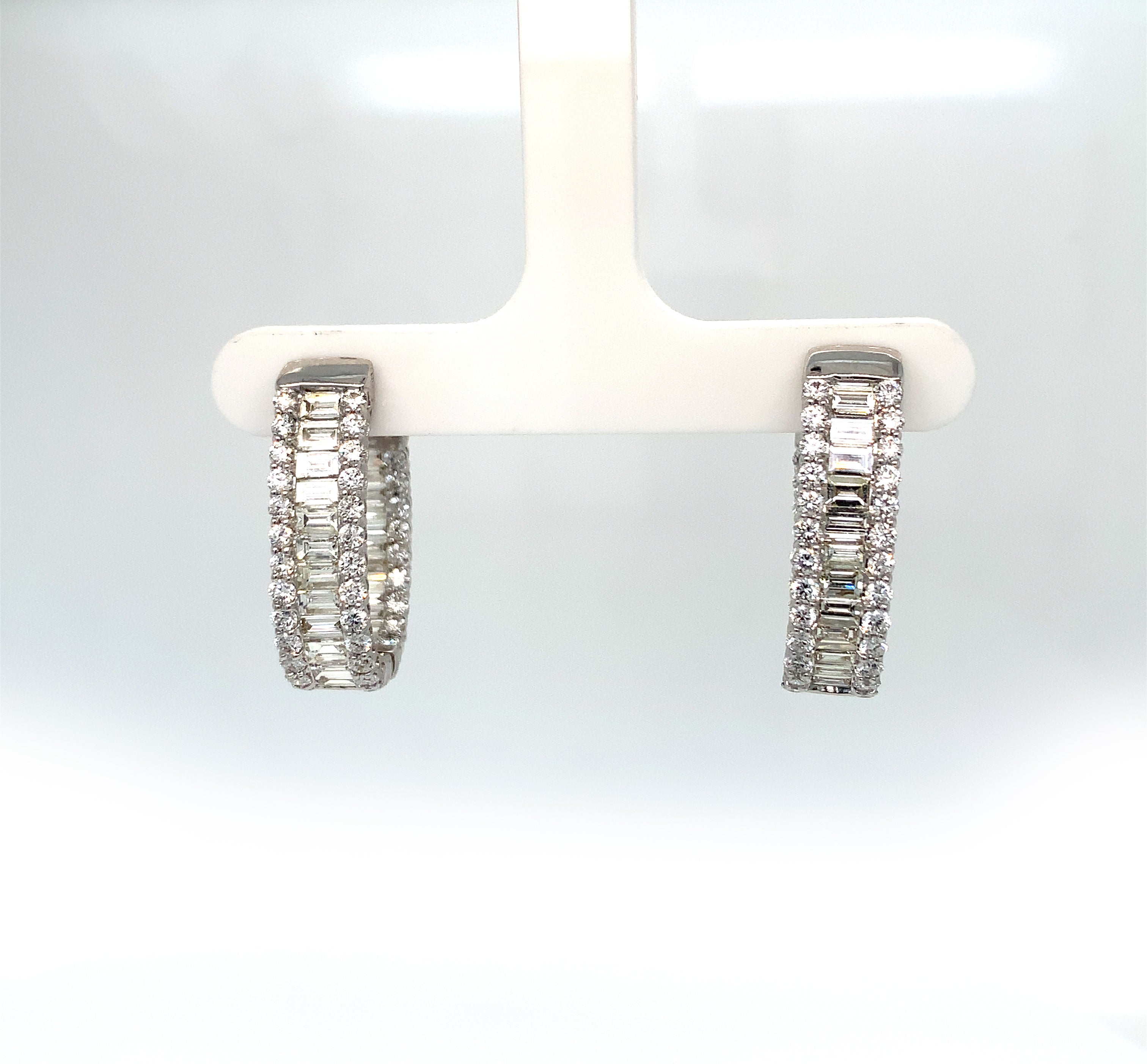 White Gold Hoop Earrings with Diamond Only Stones