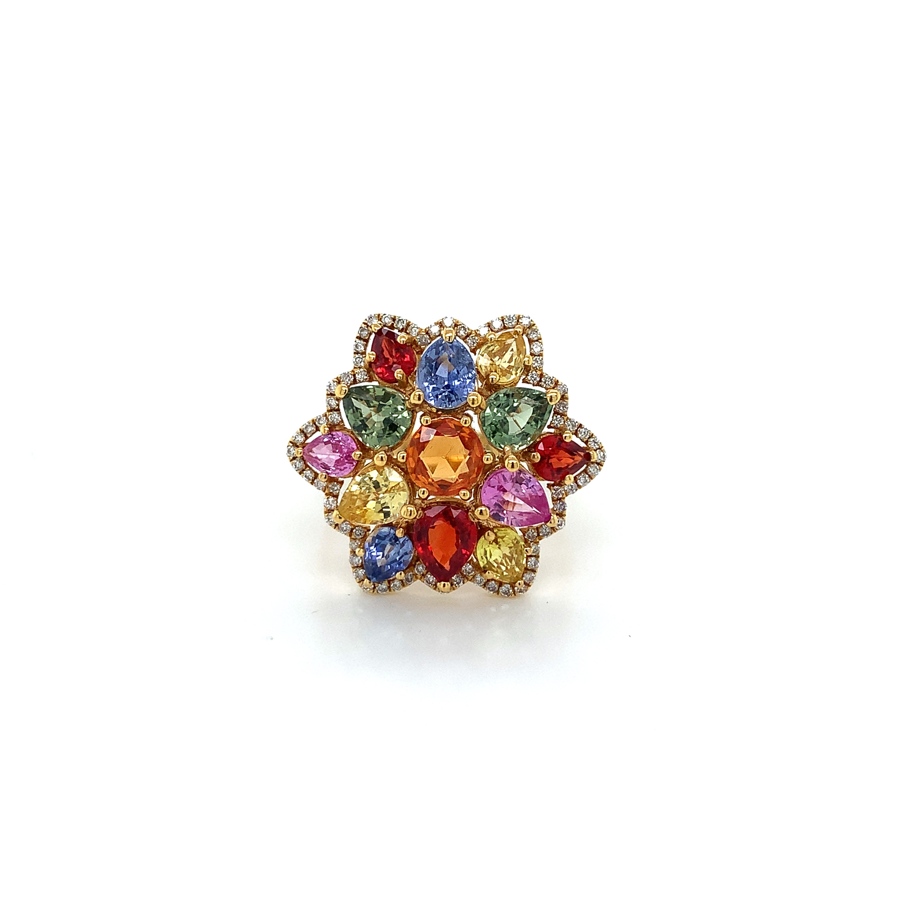 Yellow Gold Ring with Diamond, Sapphire Stones