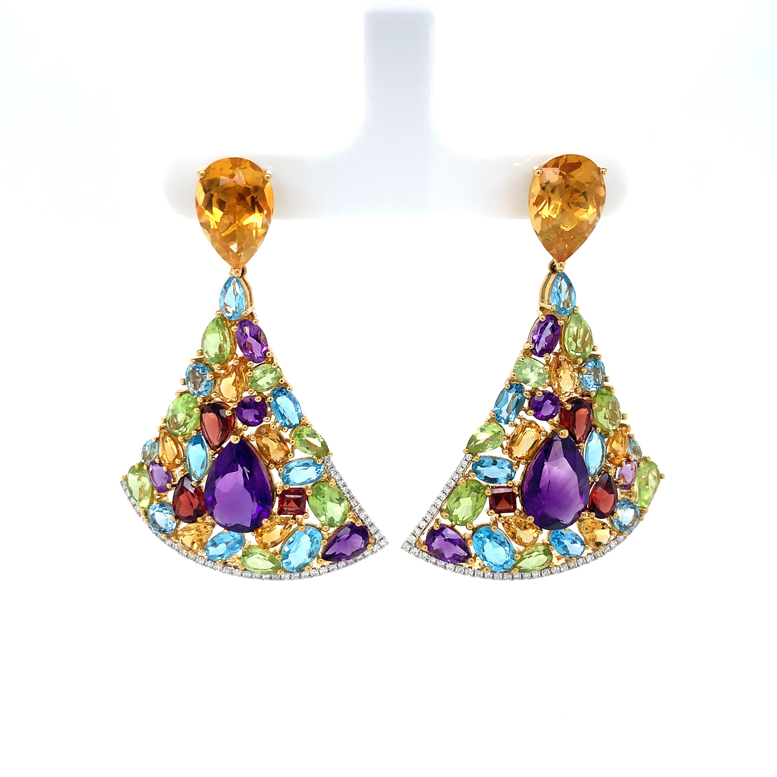 Yellow Gold Earrings with Sapphire Stones