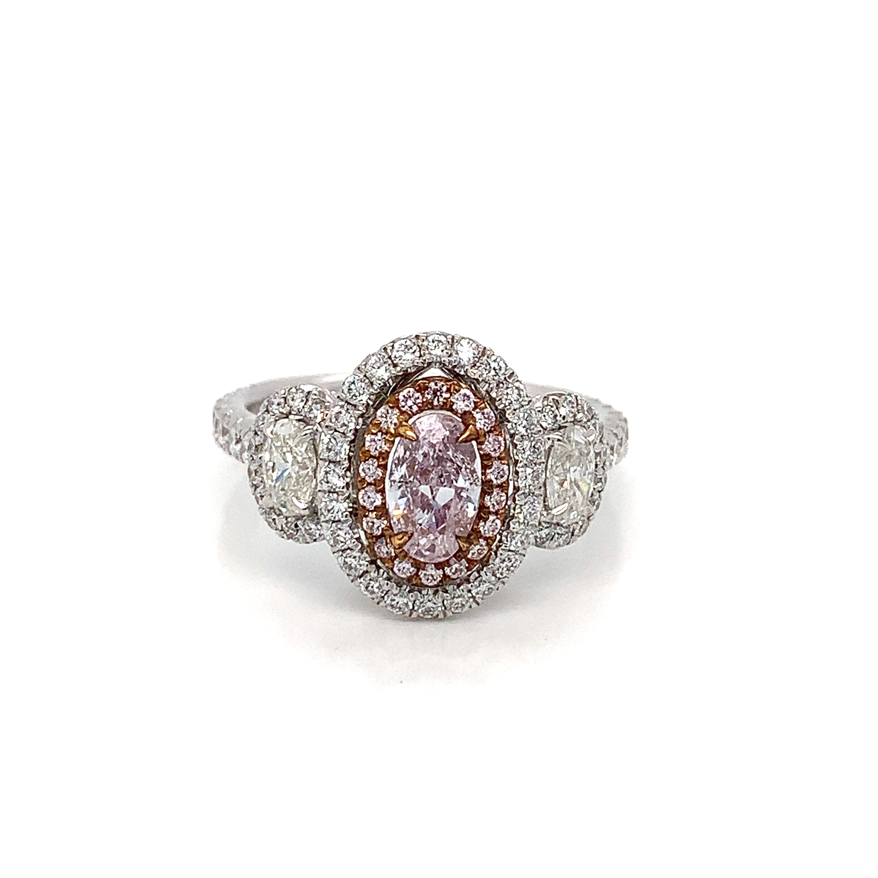 White Gold Ring with Pink Diamond, Diamond Only Stones