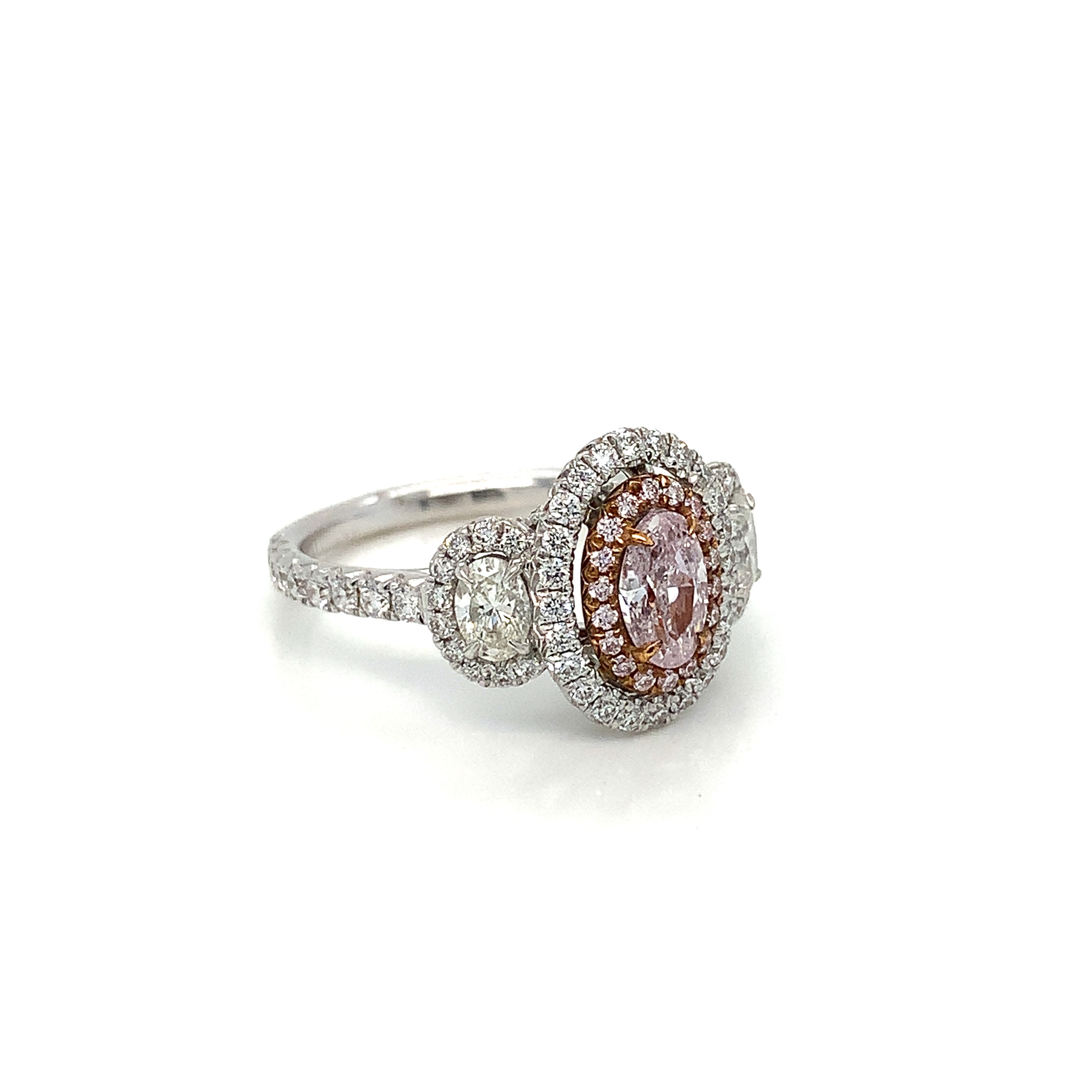 White Gold Ring with Pink Diamond, Diamond Only Stones