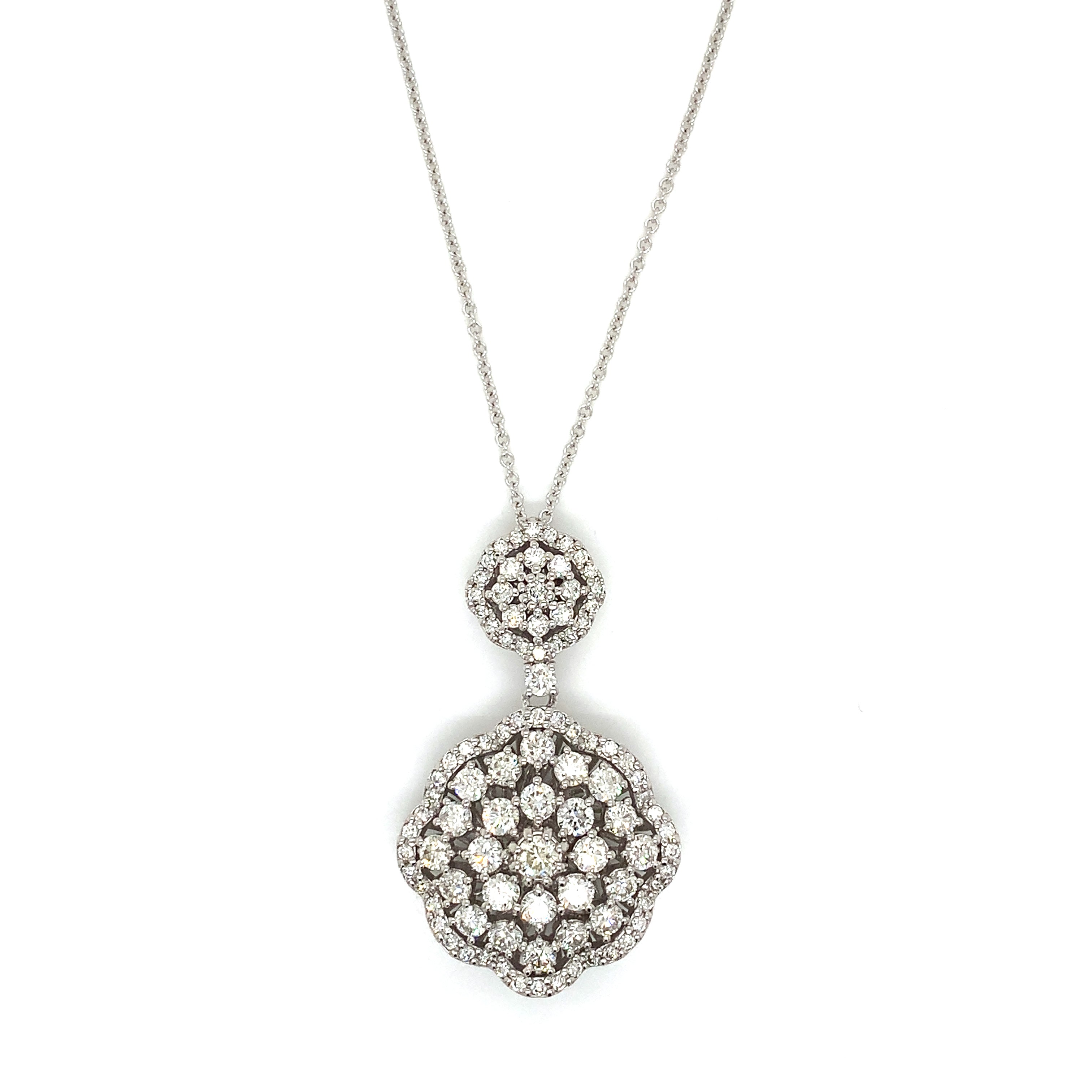 White Gold Pendant Necklace with Diamond Only Stones