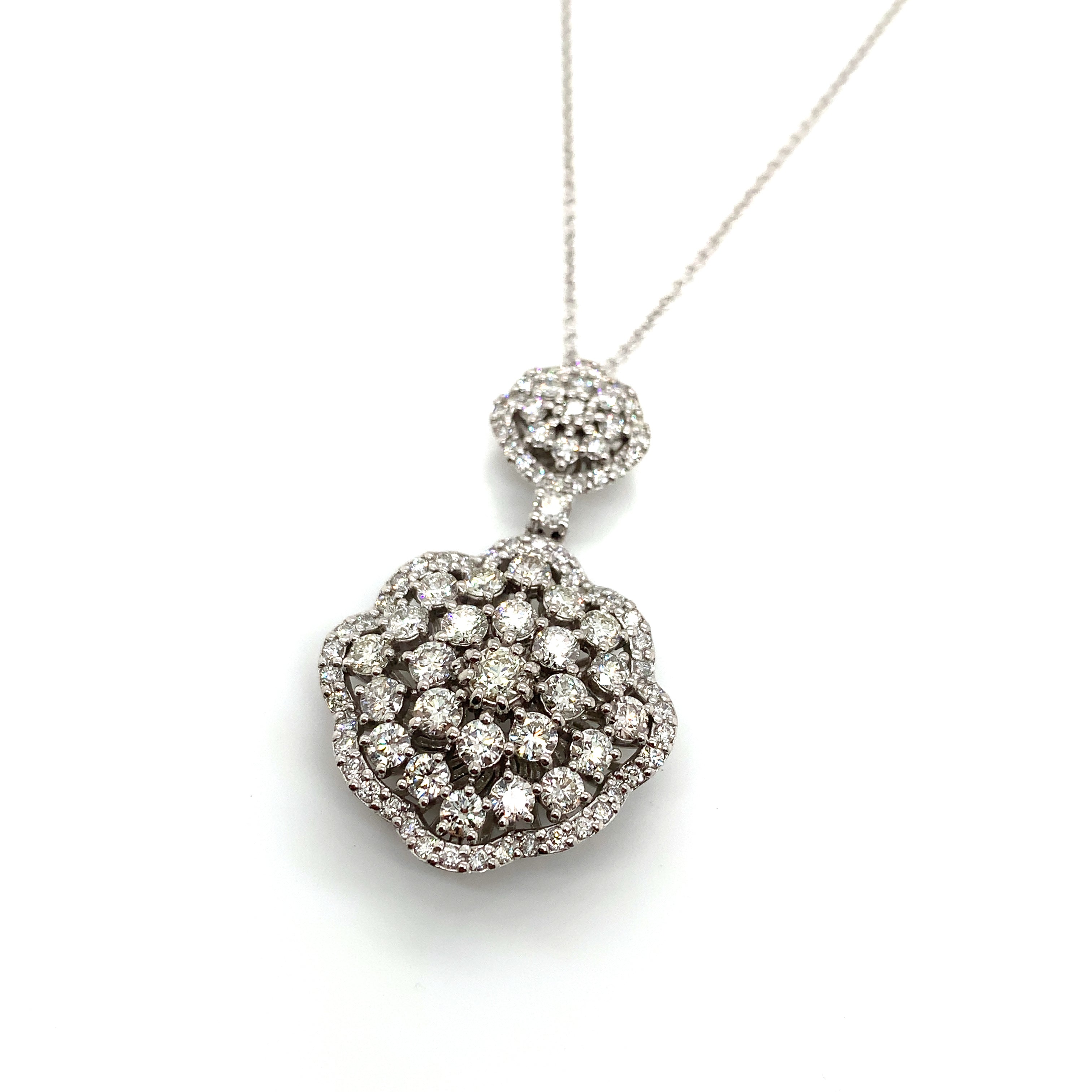 White Gold Pendant Necklace with Diamond Only Stones