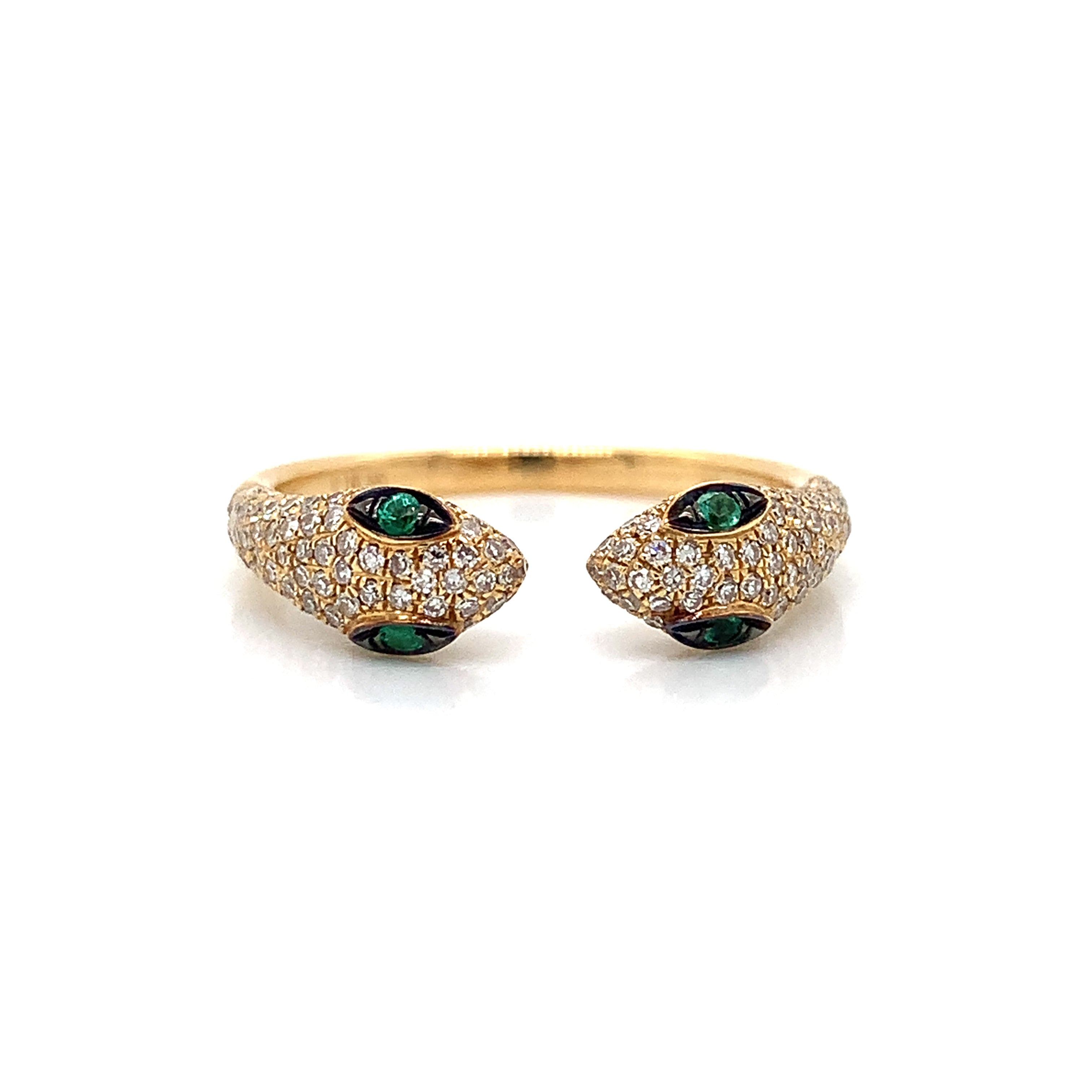 DIAMOND EMERALD GOLD SNAKE RING