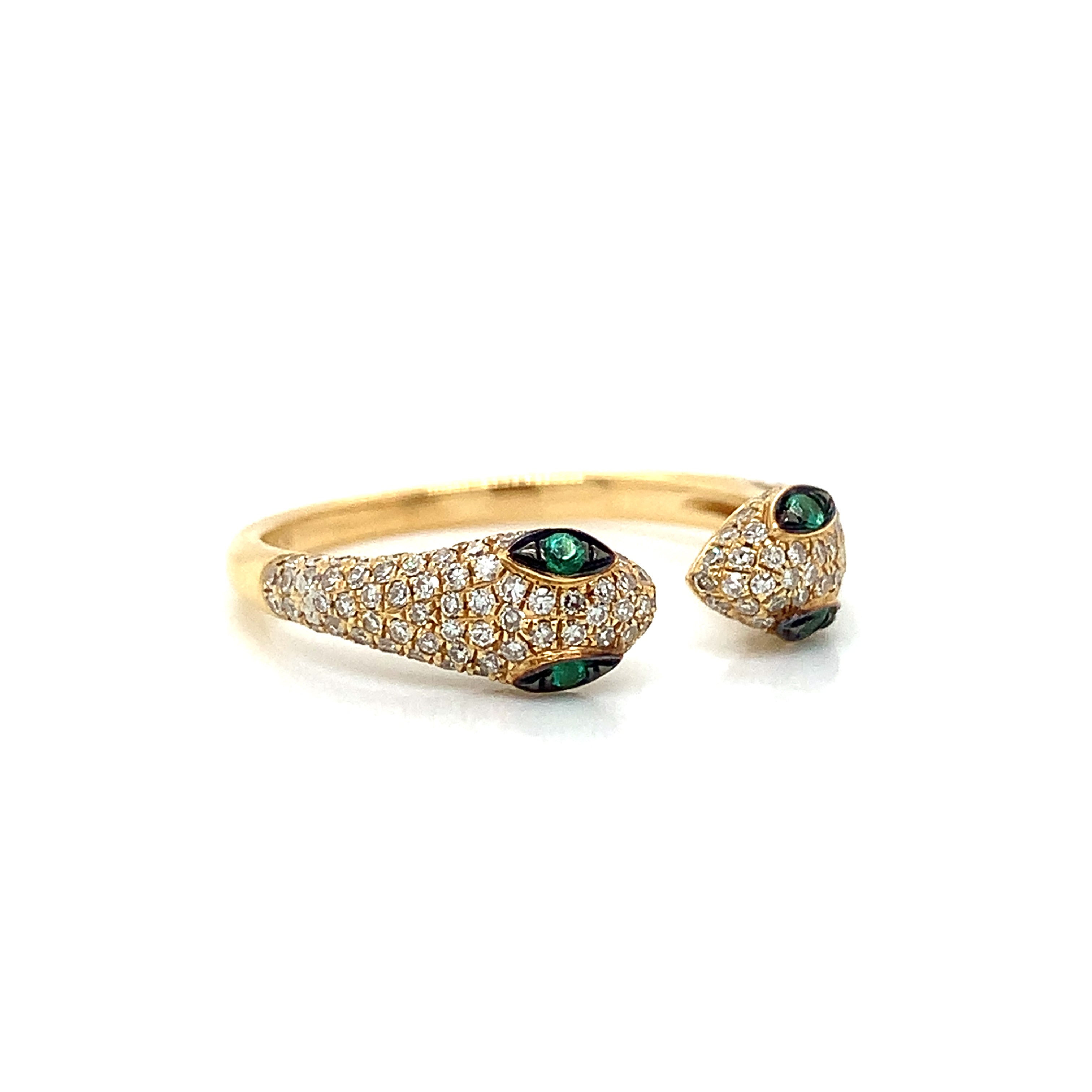 DIAMOND EMERALD GOLD SNAKE RING