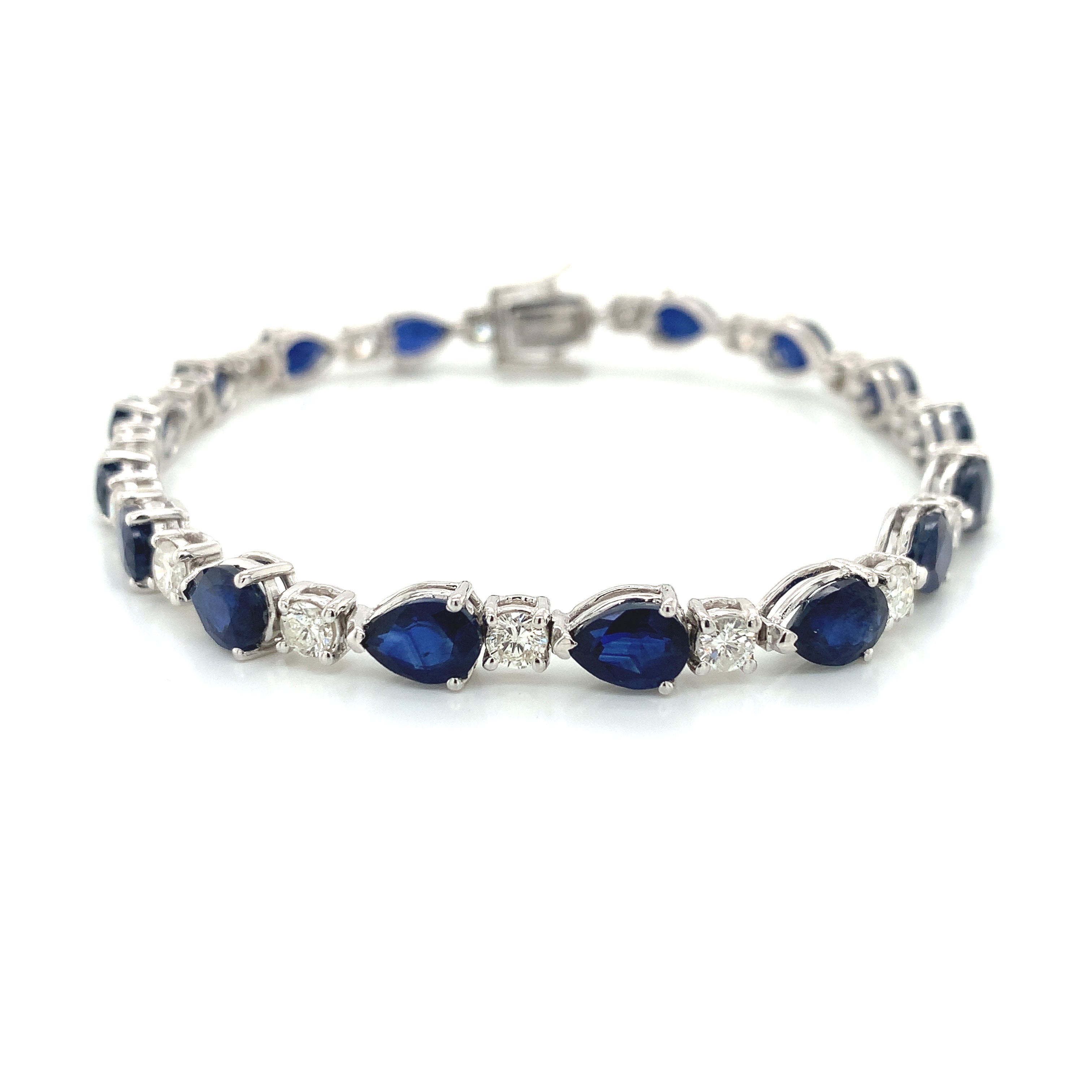 White Gold Gemstone Bracelet with Diamond, Sapphire Stones