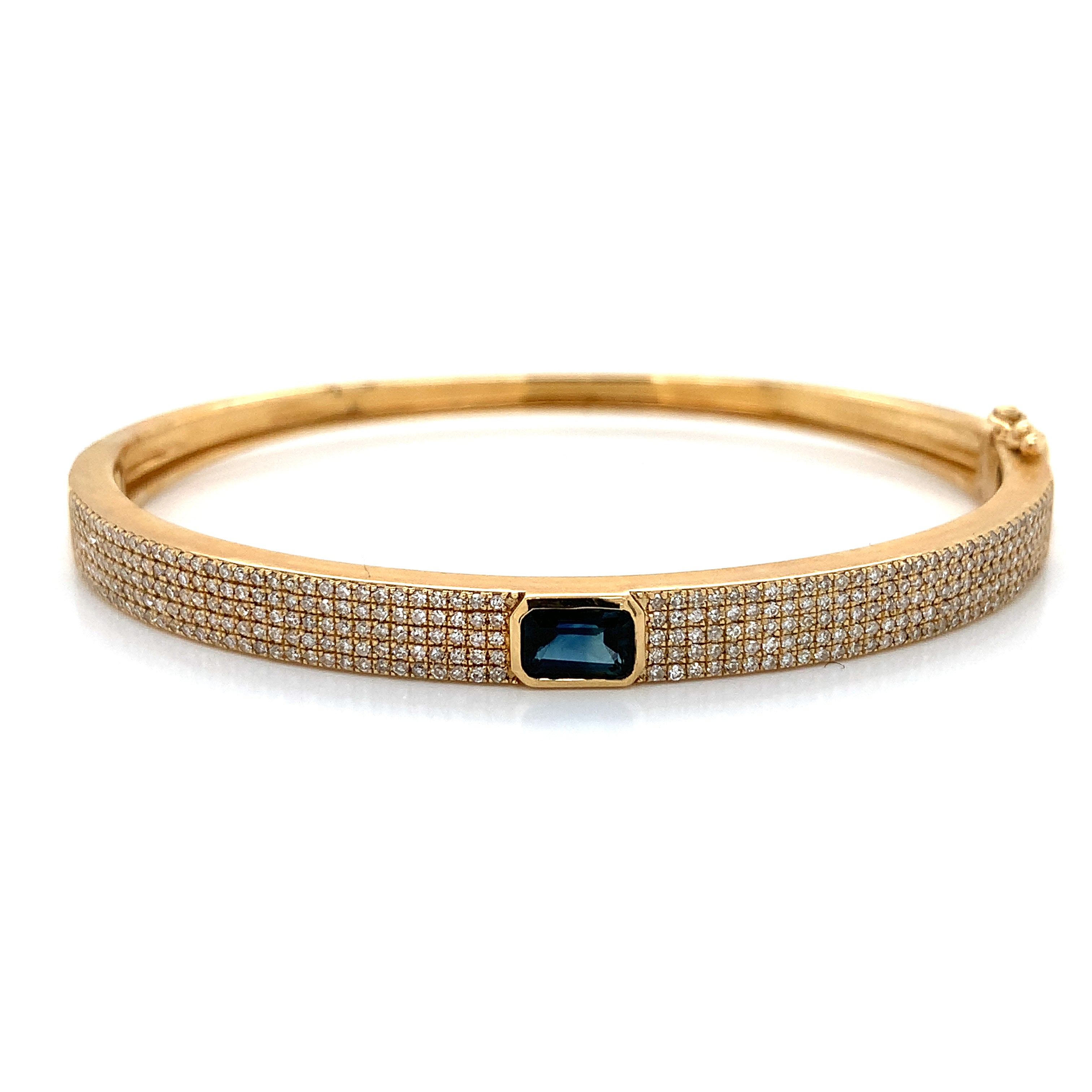 Yellow Gold Bangle Bracelet with Sapphire Stones