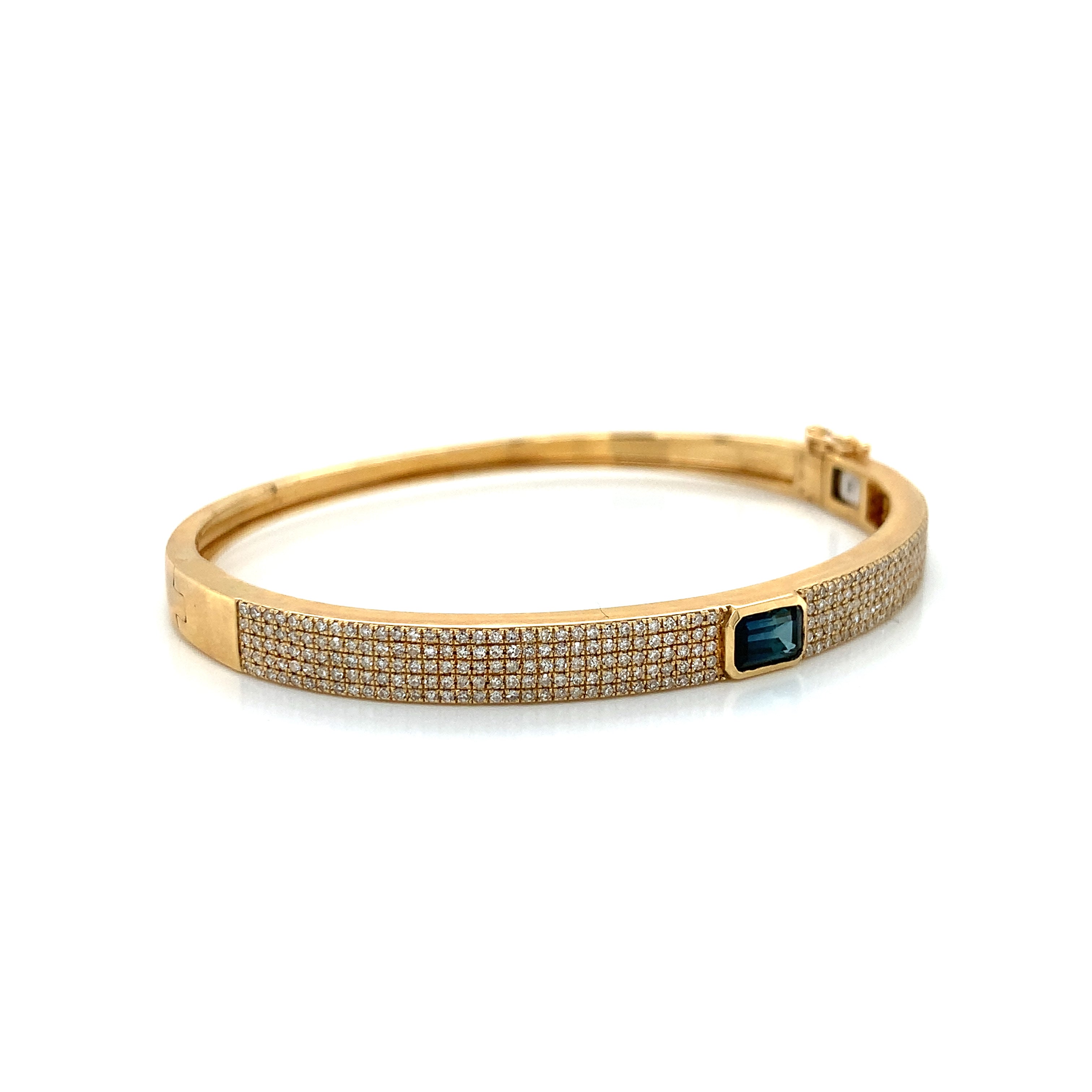 Yellow Gold Bangle Bracelet with Sapphire Stones