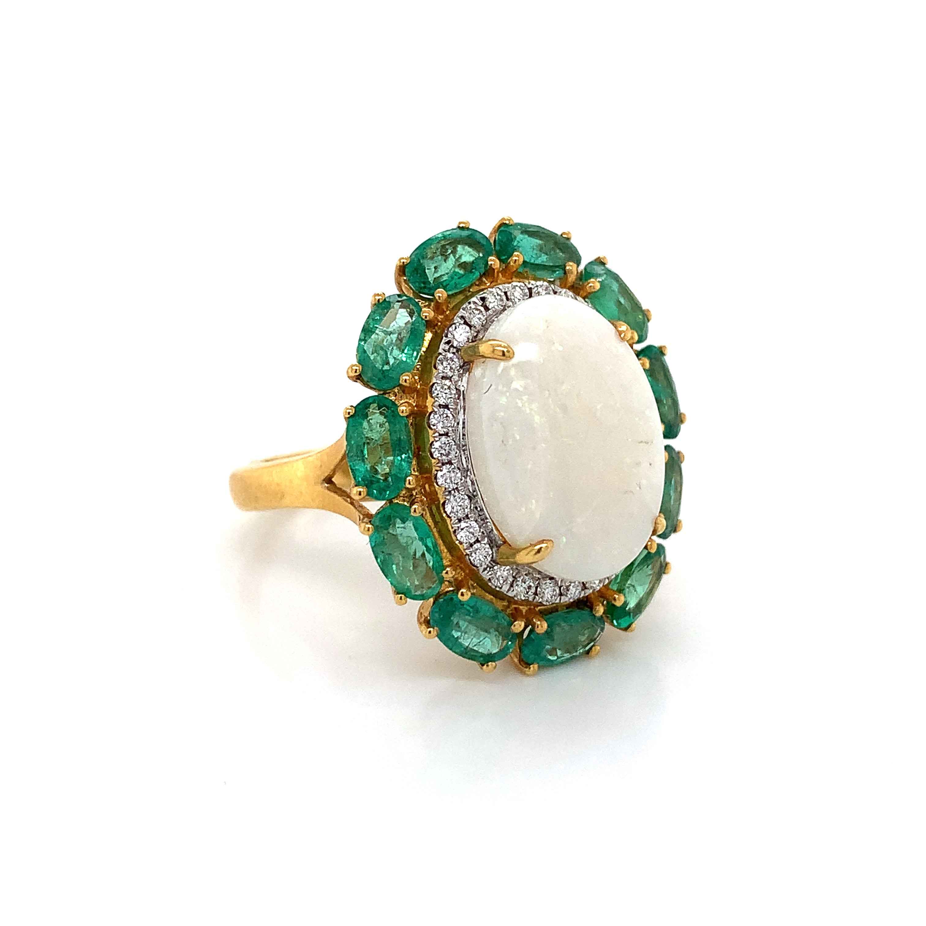 EMERALD OPAL GOLD RING