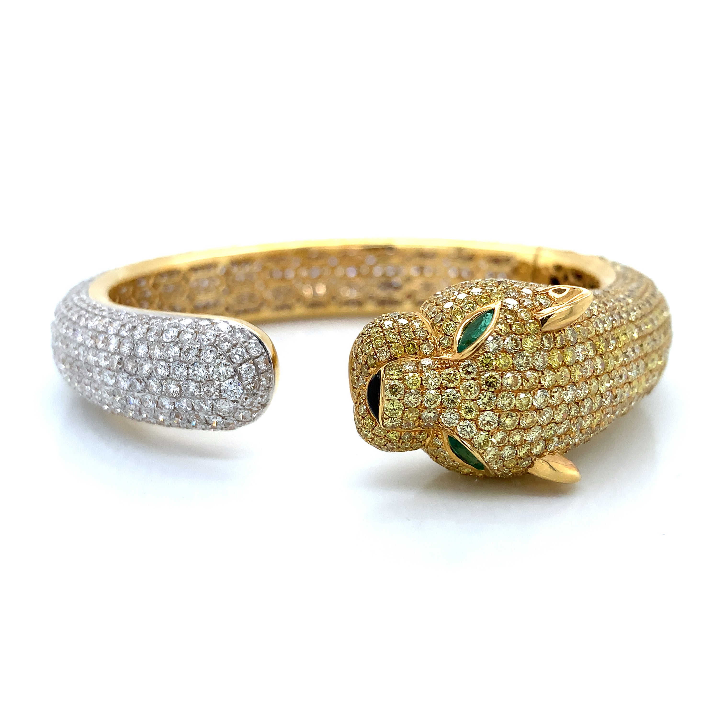 DIAMOND EMERALD TIGER BANGLE
