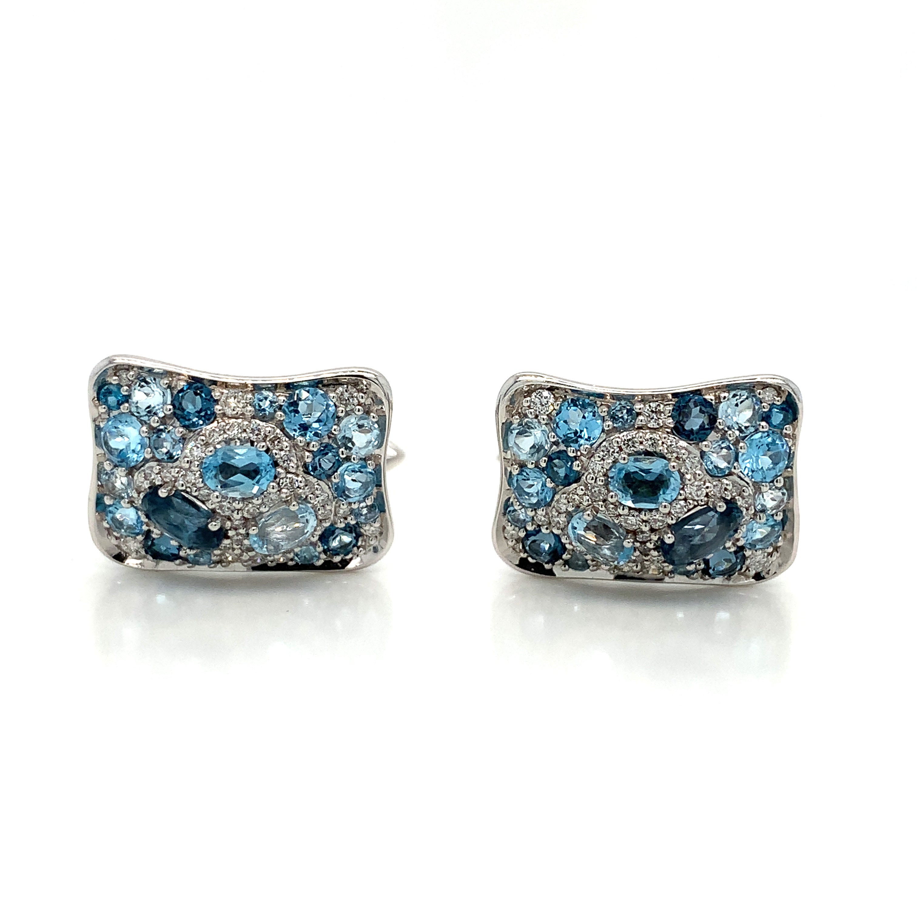 White Gold Cufflinks with Sapphire, Topaz Stones