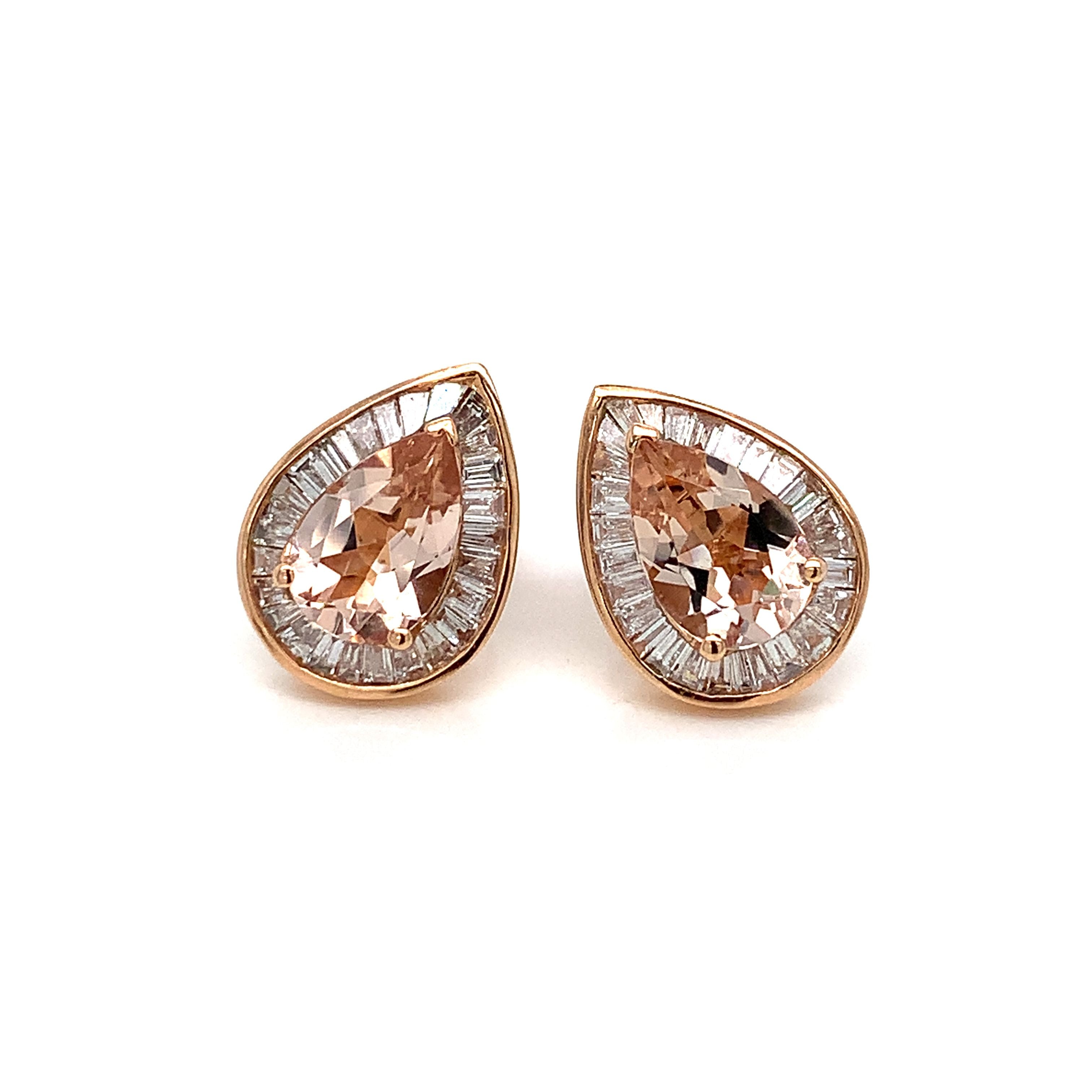 MORGANITE PEAR EARRINGS