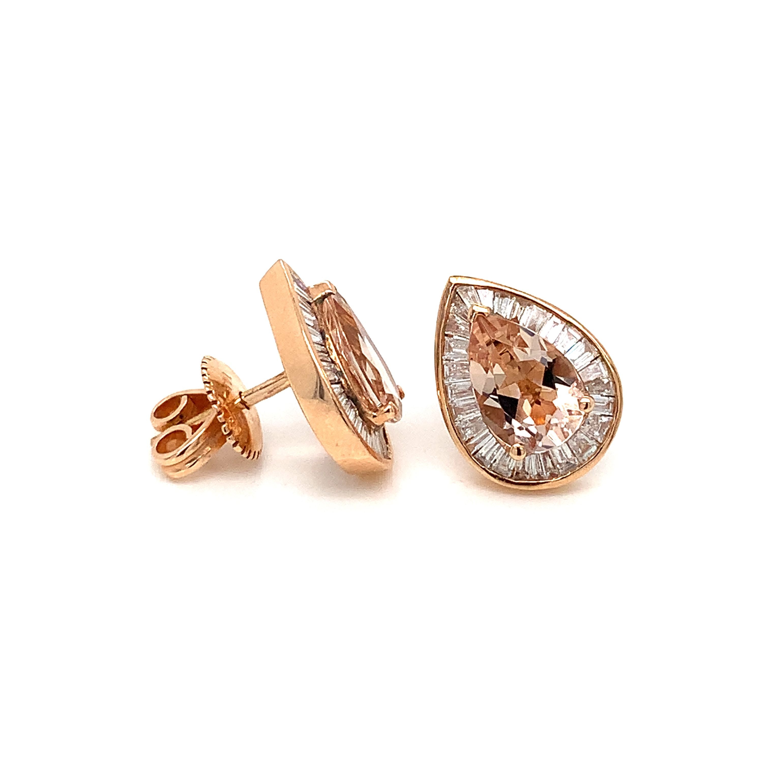 MORGANITE PEAR EARRINGS